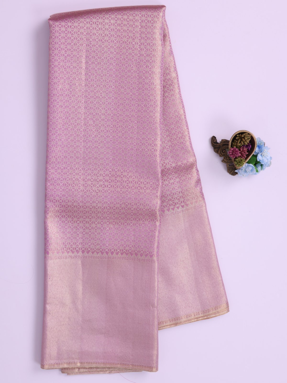 Lavender Tissue Brocade Kanjeevaram Silk Saree