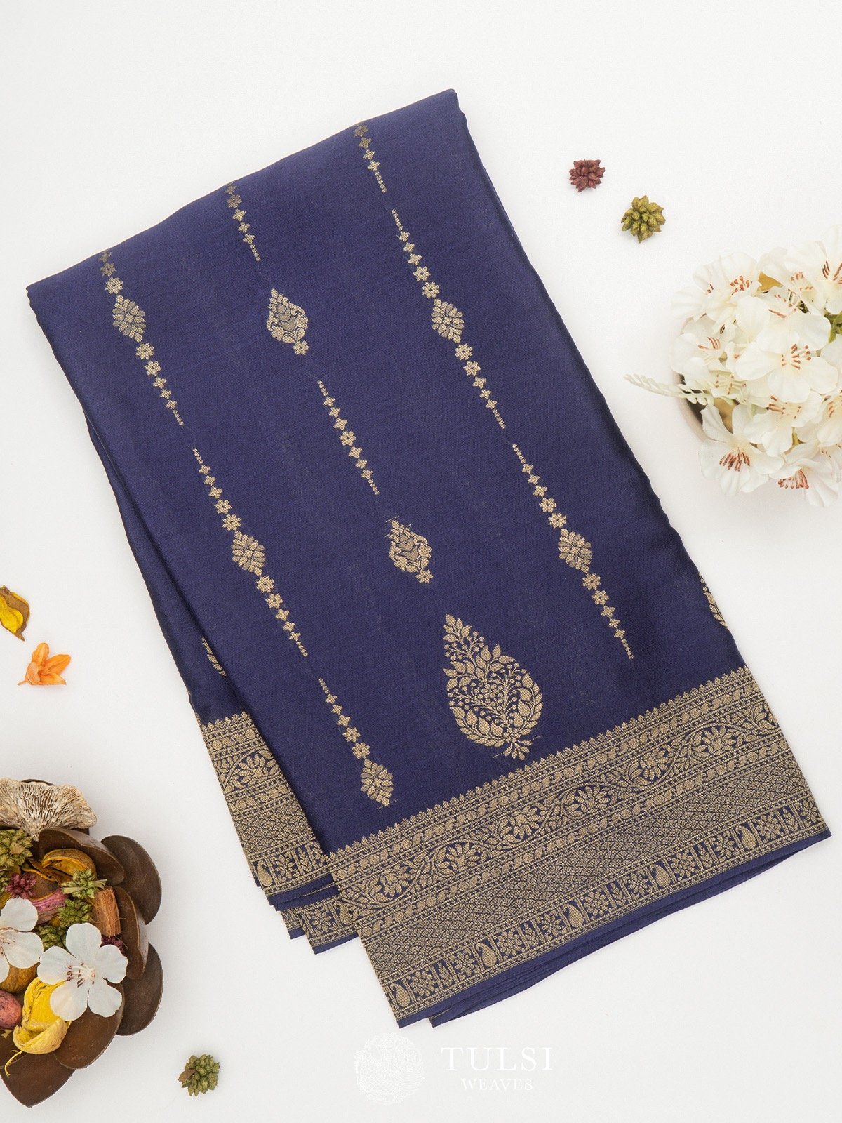 Navy Blue Mysore Silk Saree