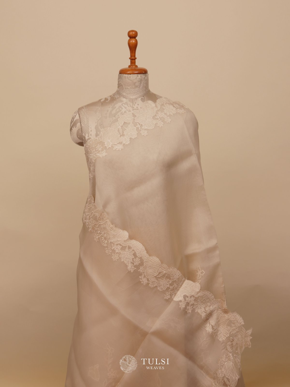 Off White Organza Embroidery Saree