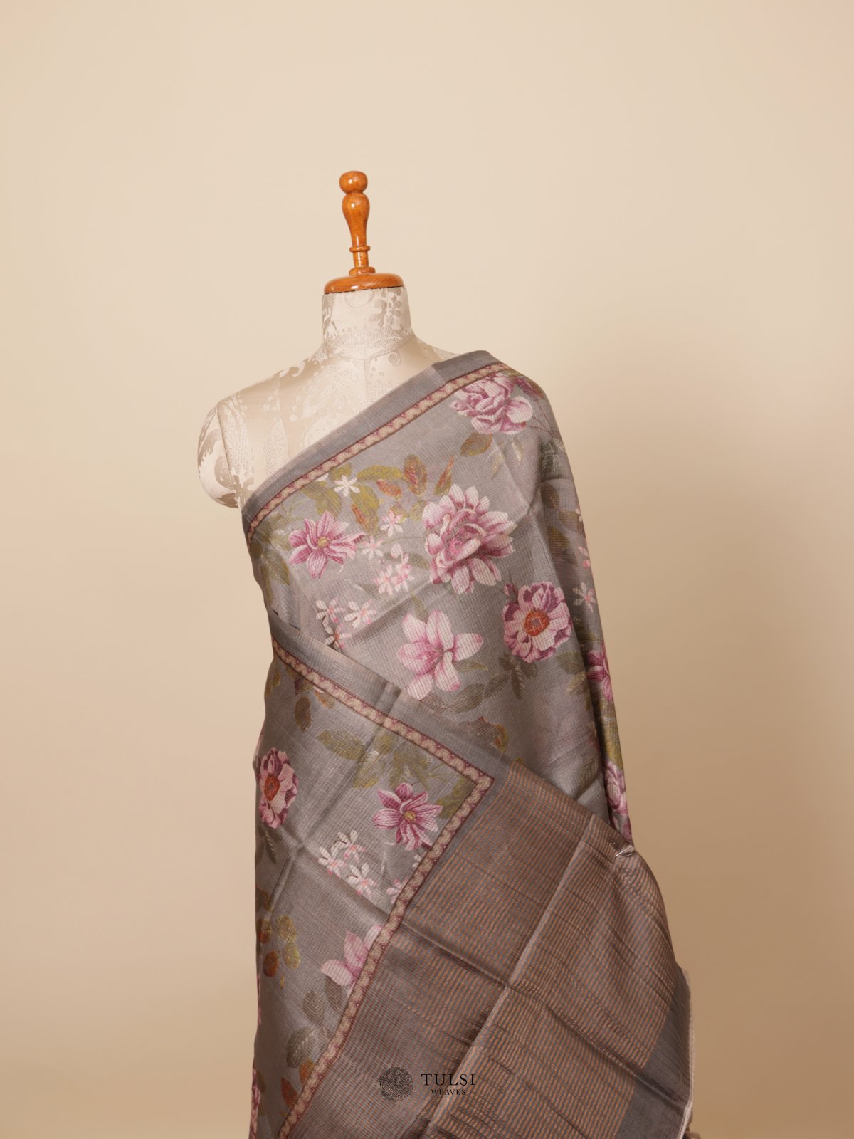 Grey kota Organza Silk Saree