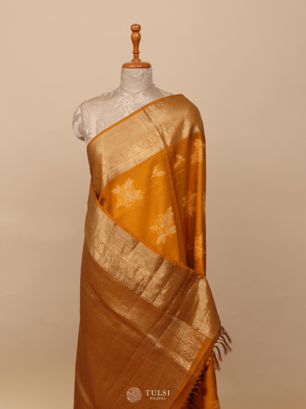 Mango Yellow Shibori Kanjeevaram Silk Saree