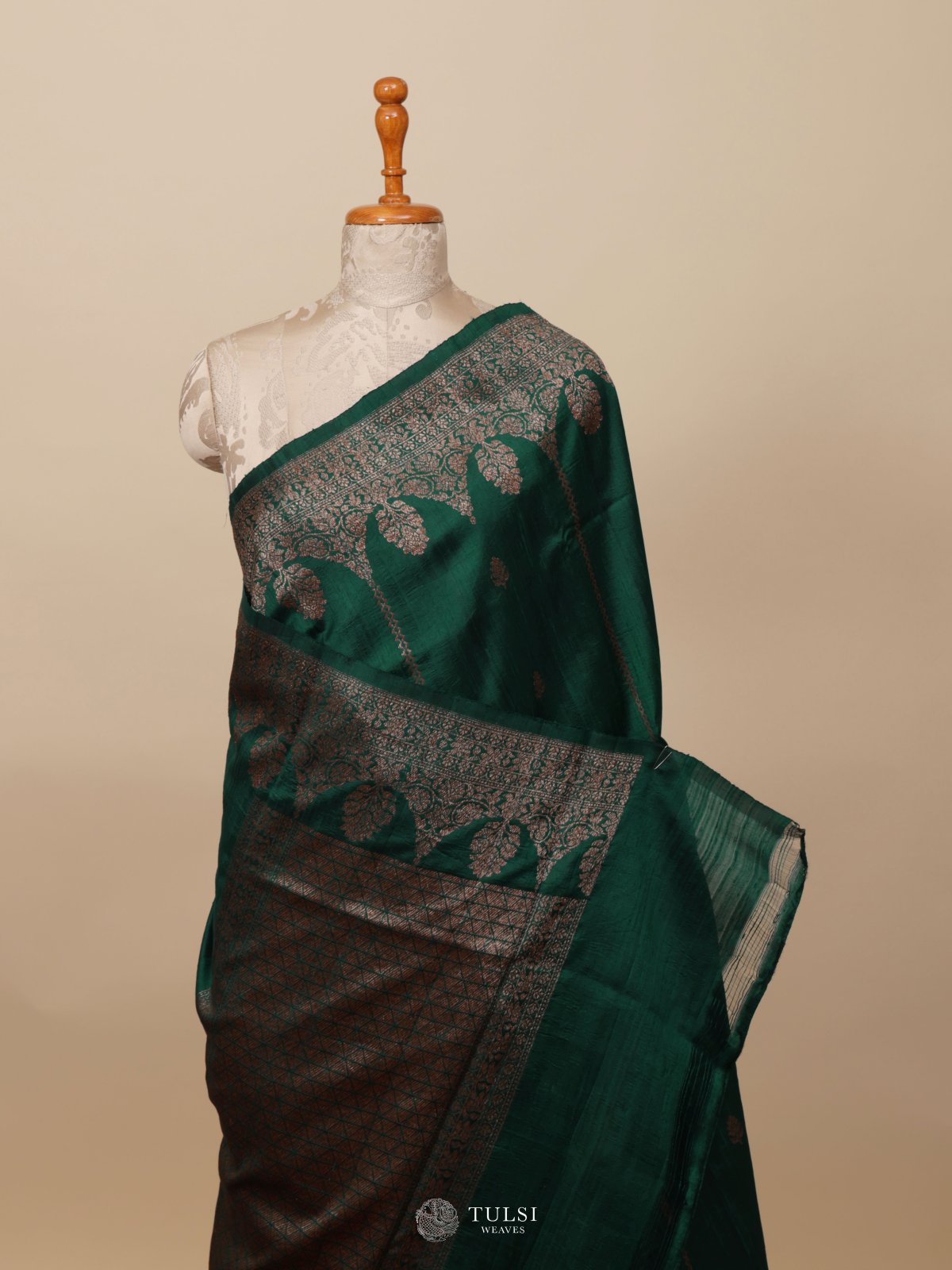 Green Banaras Tussar Silk Saree