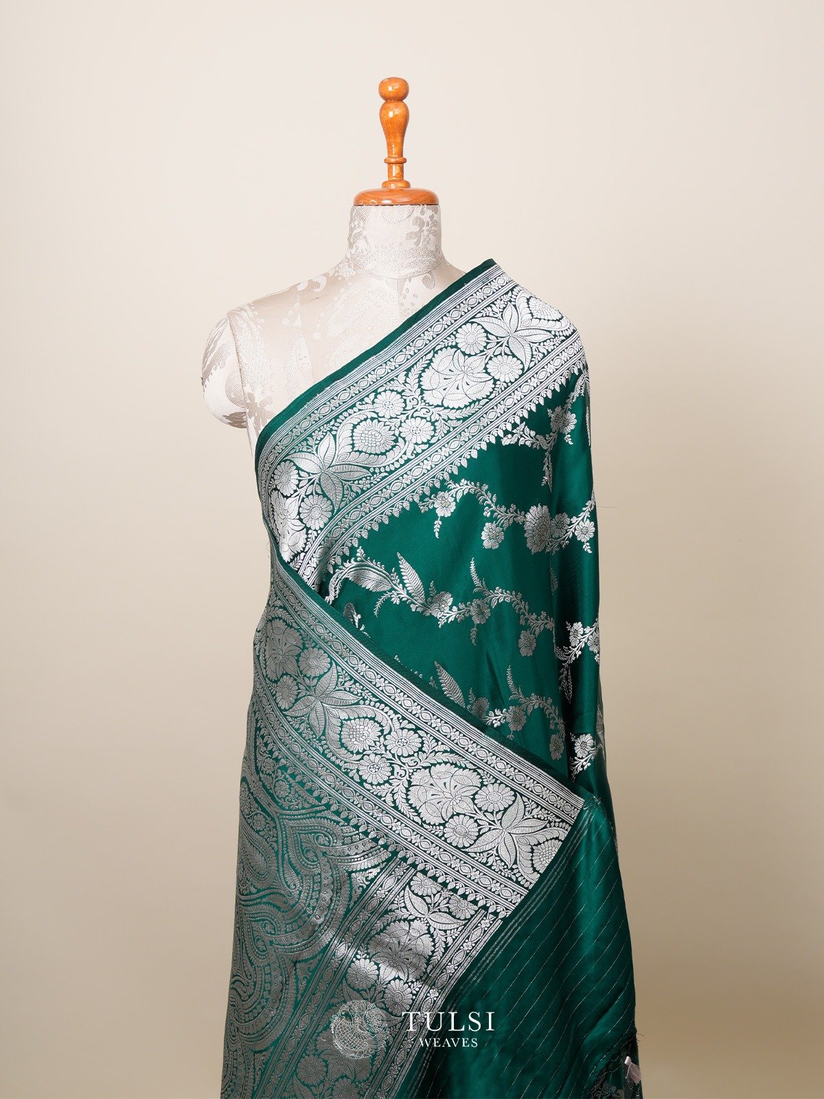 Bottle Green Mashru Silk Saree 