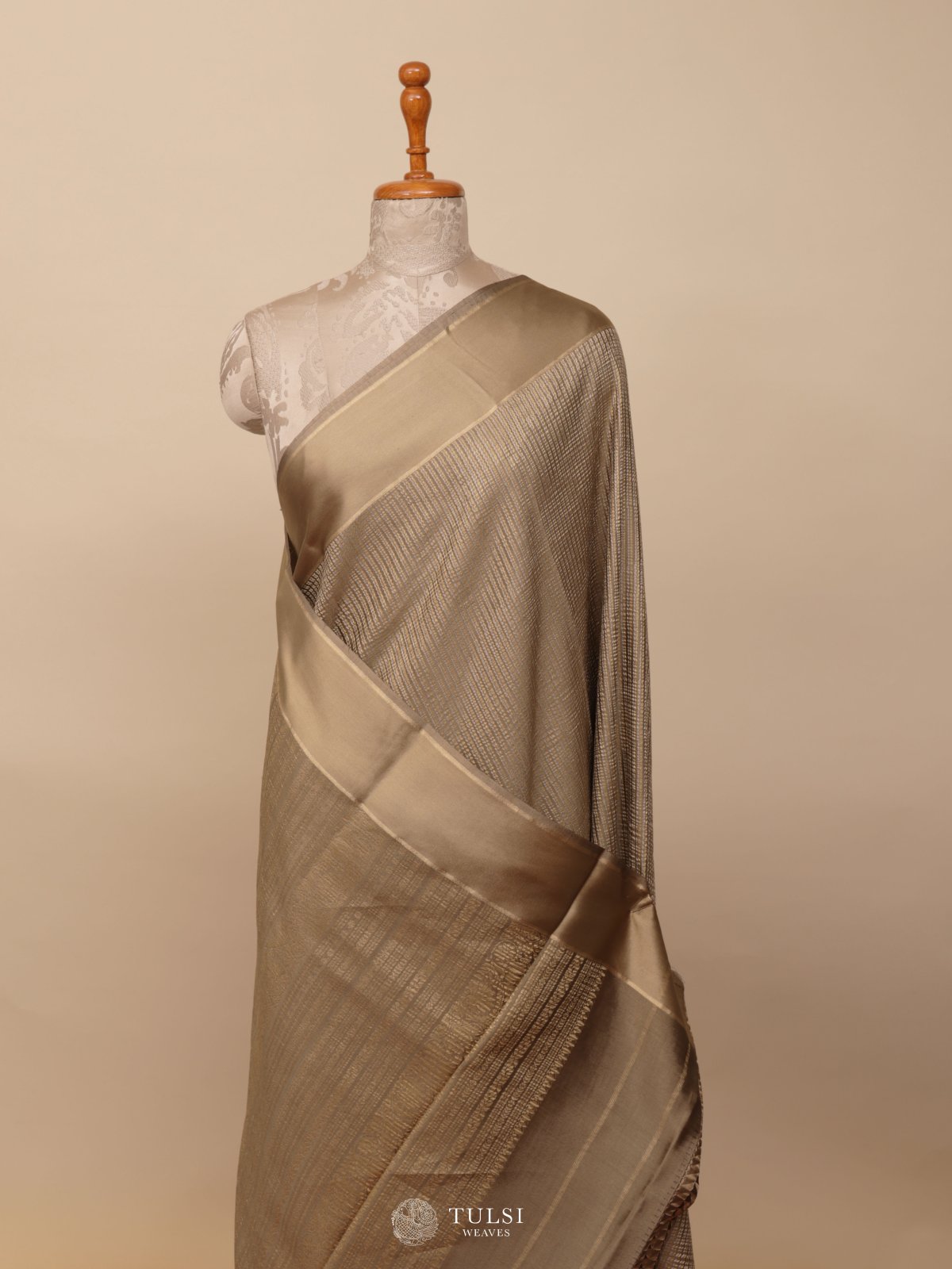 Beige Mysore Silk Saree