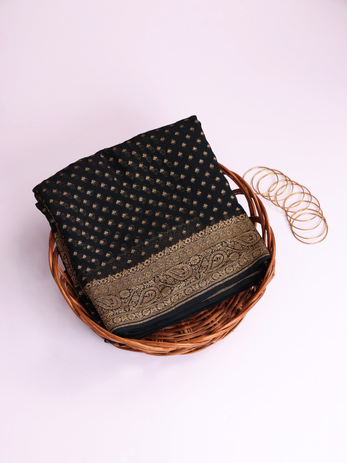 Black Banaras Georgette Silk Saree