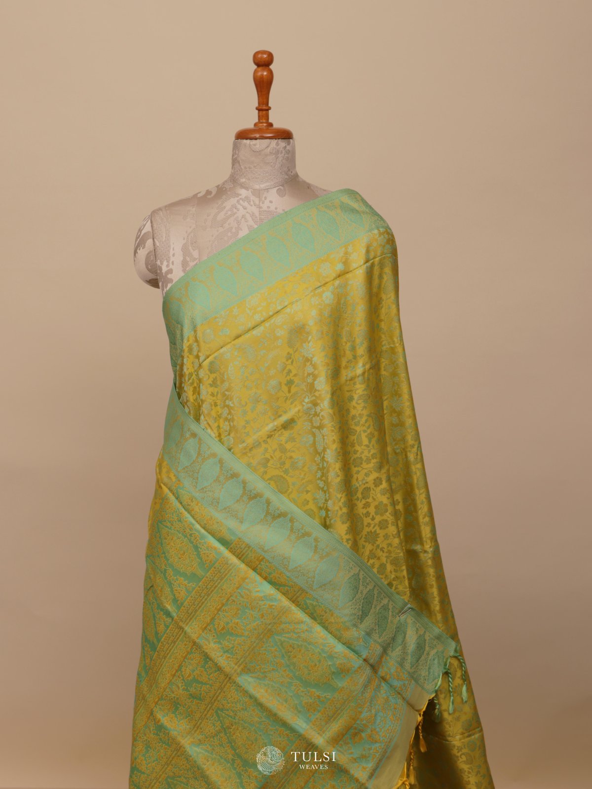 Dark Yellow Tanchoi Silk Saree