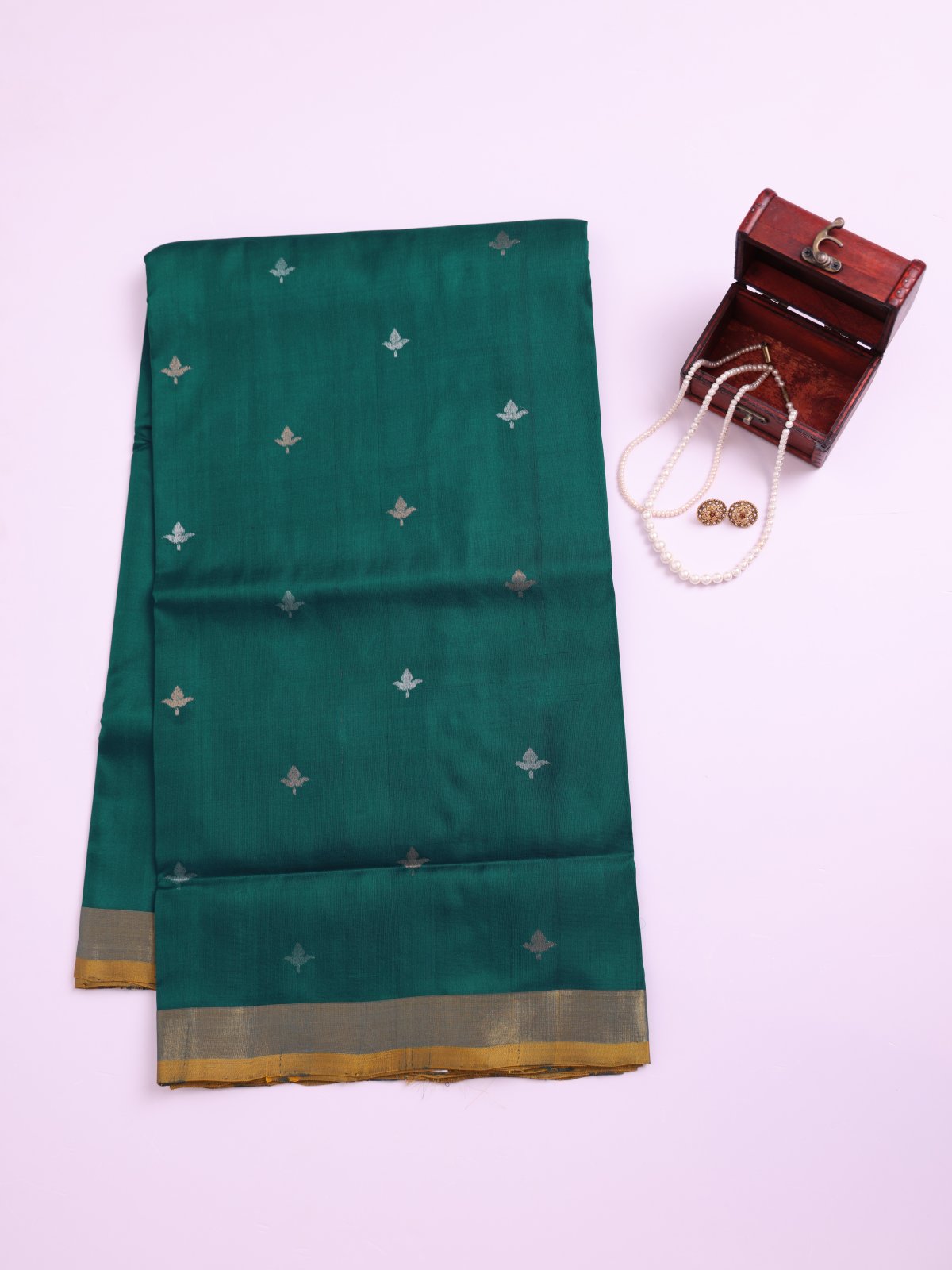 Dark Teal Green Uppada Silk Saree