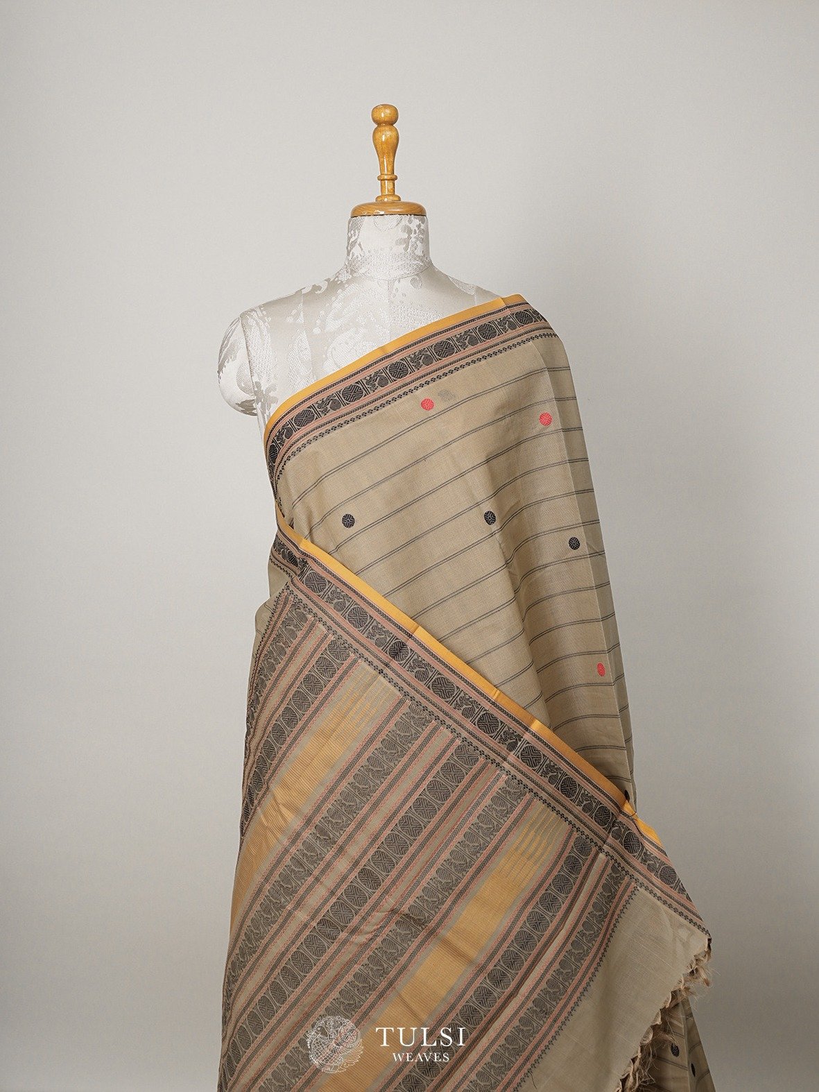 Grey Beige Kanchi Cotton Saree