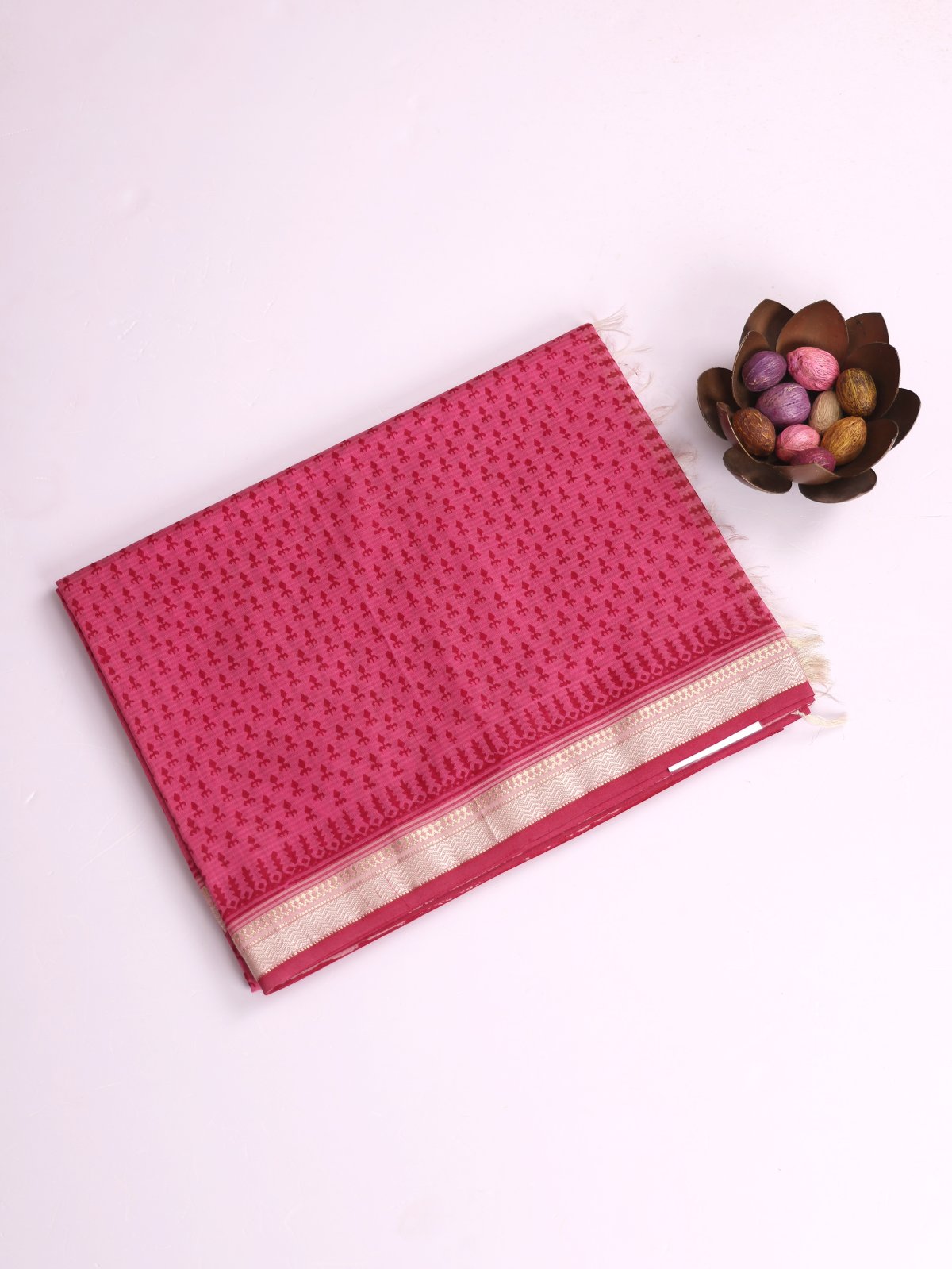 Pink Maheshwari Cotton Saree 