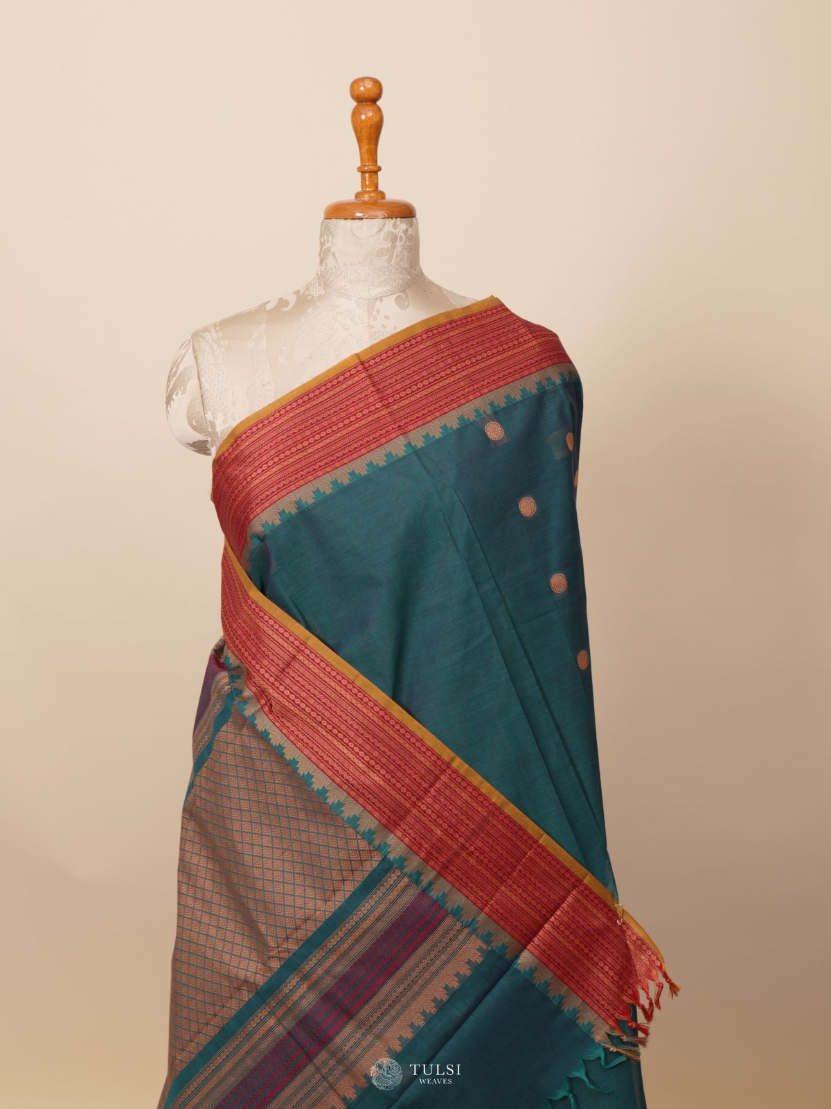 Peacock Green Kanchi Cotton Saree