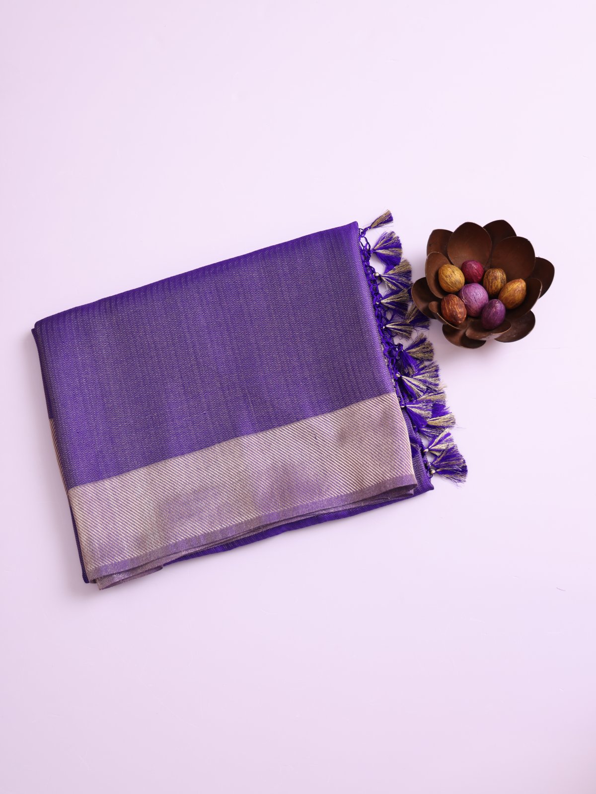 Violet Brocade Mashru Silk Saree