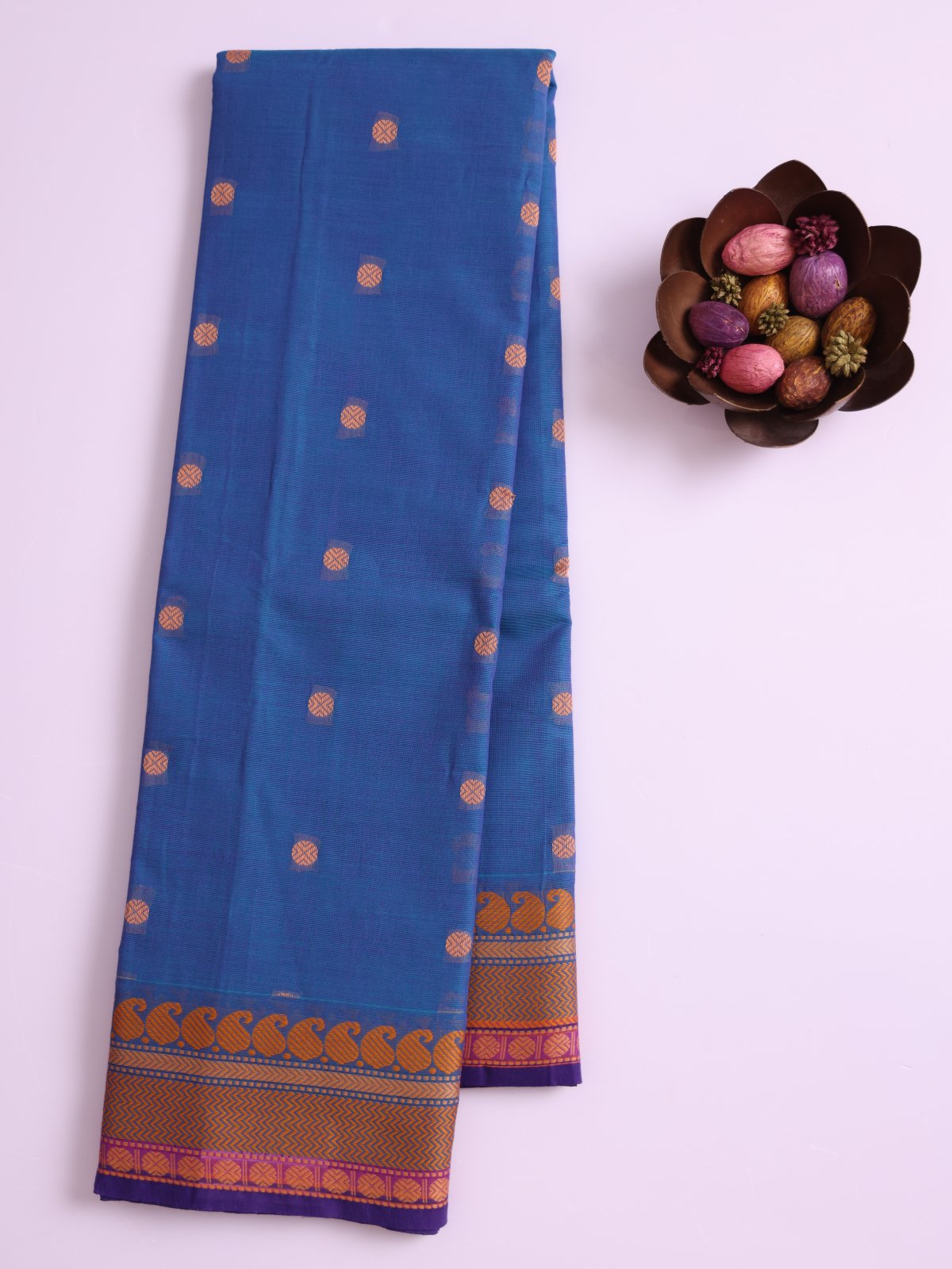 Sea Blue Kanchi Cotton Saree