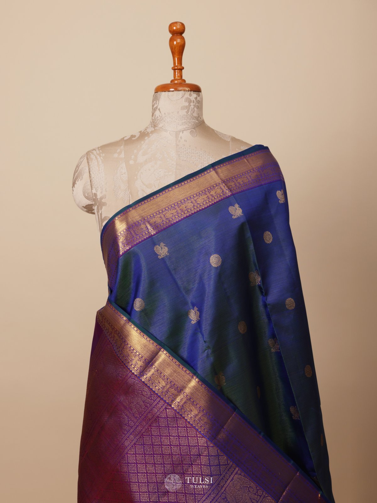 Peacock Blue Kanjeevaram Silk Saree