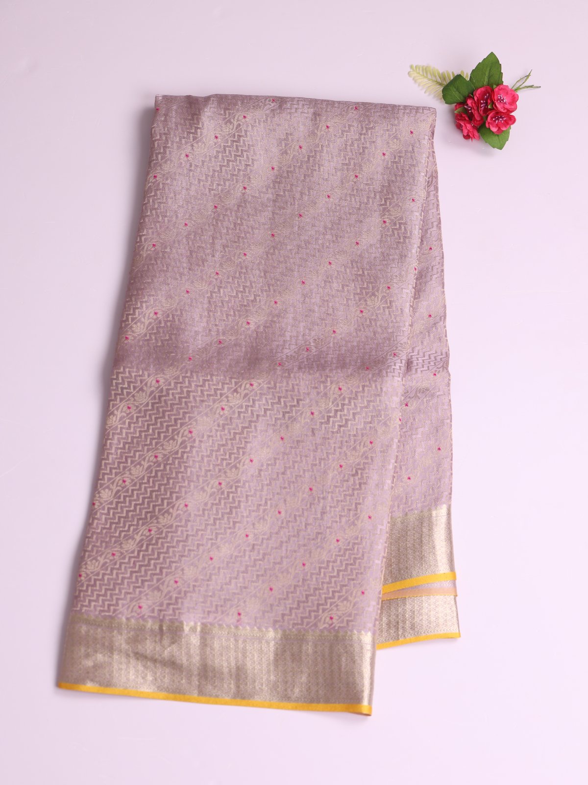 Lavender Banaras Crepe Silk Saree 