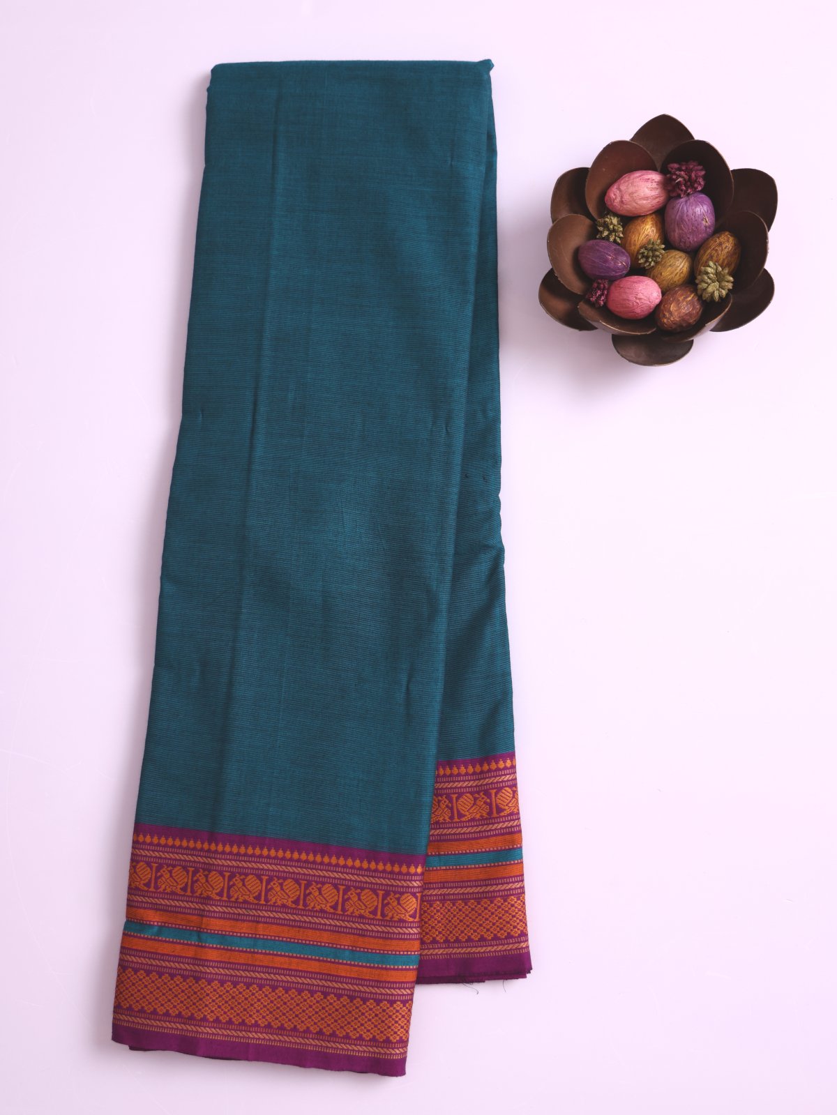 Dark Teal Kanchi Cotton Saree