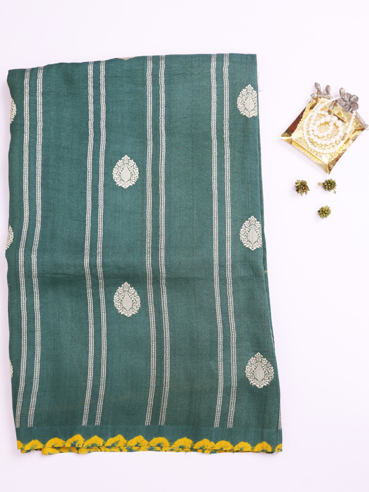 Green Banaras Tussar Georgette Silk Saree