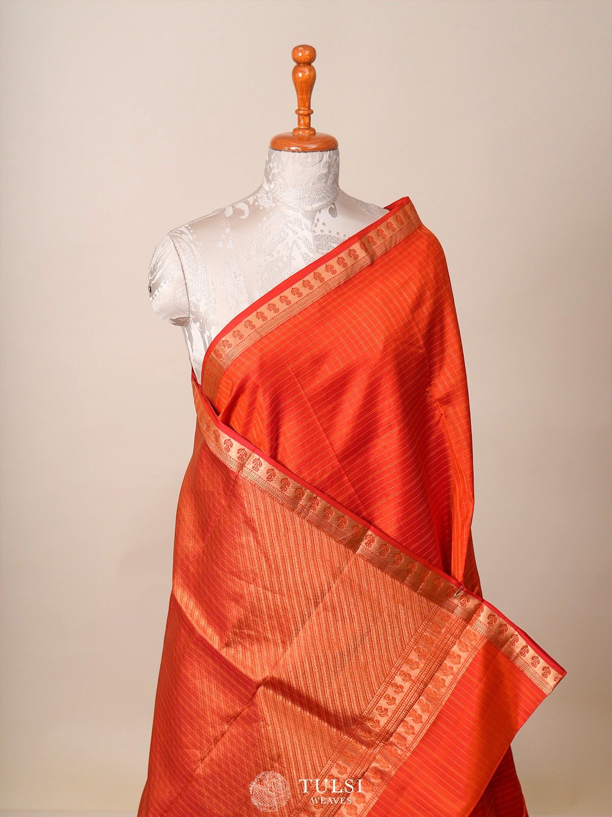 Orange Kanjeevaram Silk Saree