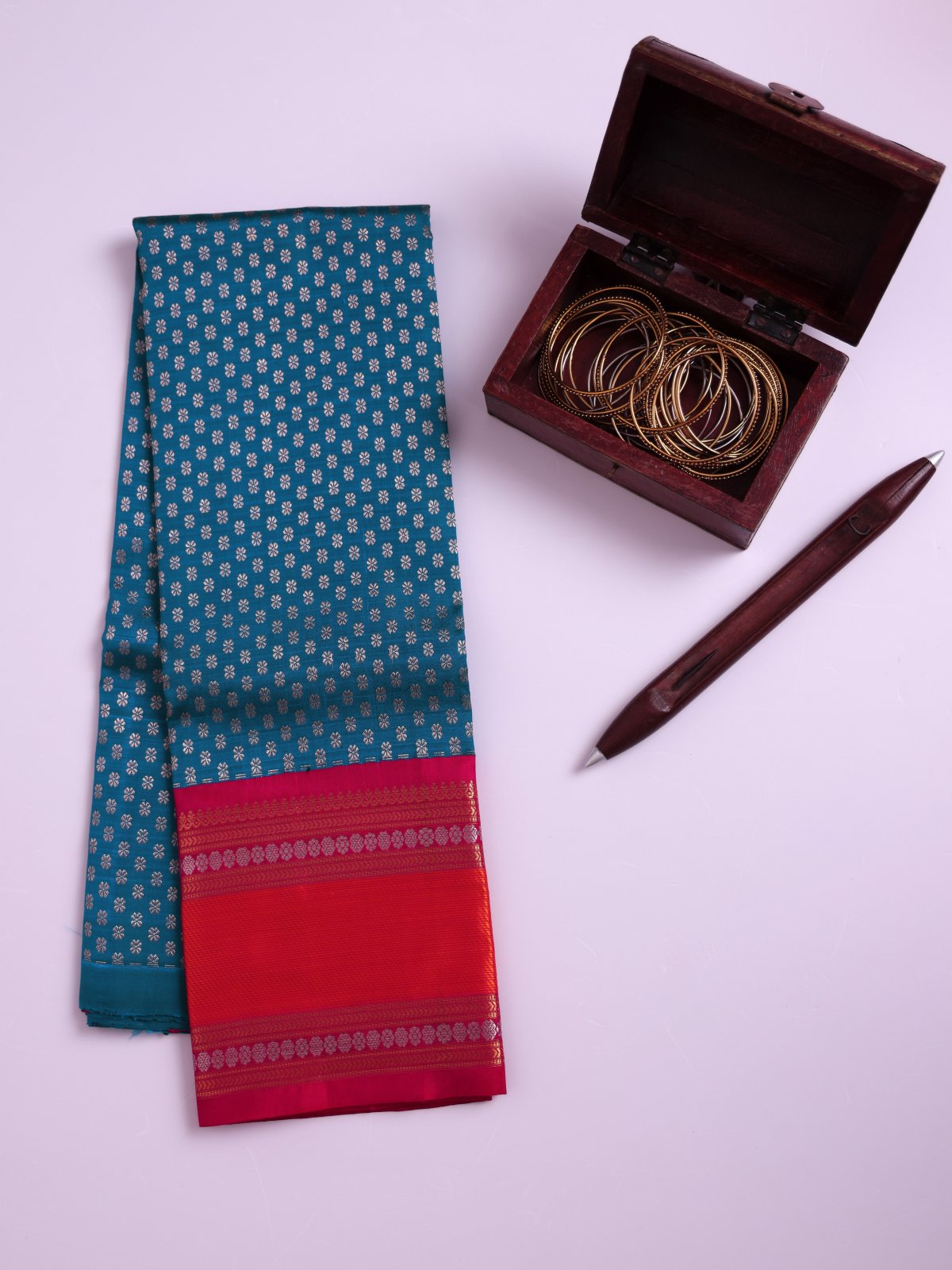 Peacock Blue Kanjeevaram Silk Pavadai 