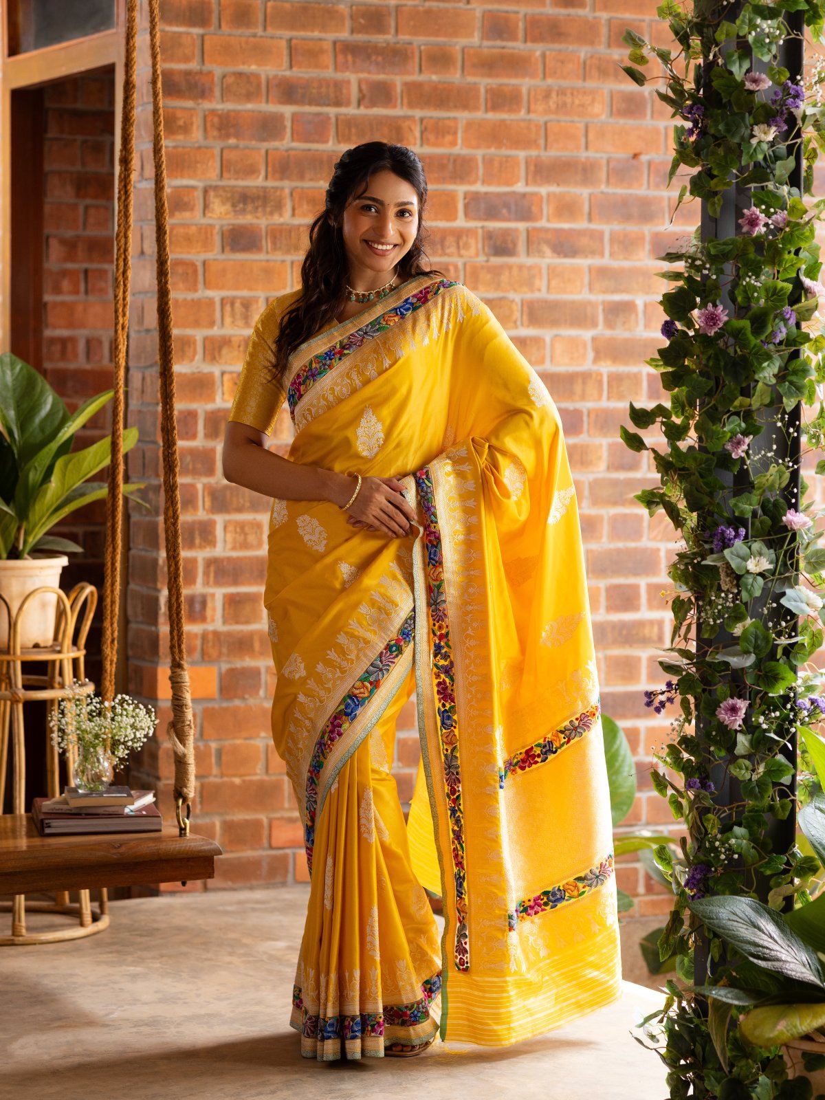 Yellow Banaras Silk Saree