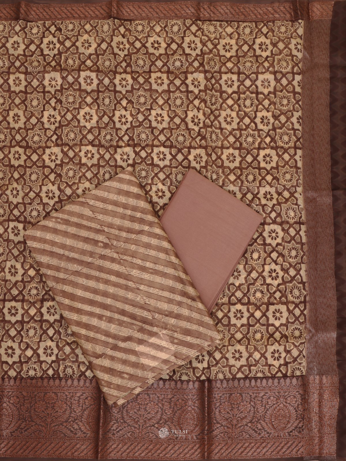 Light Brown Tussar Salwar Material