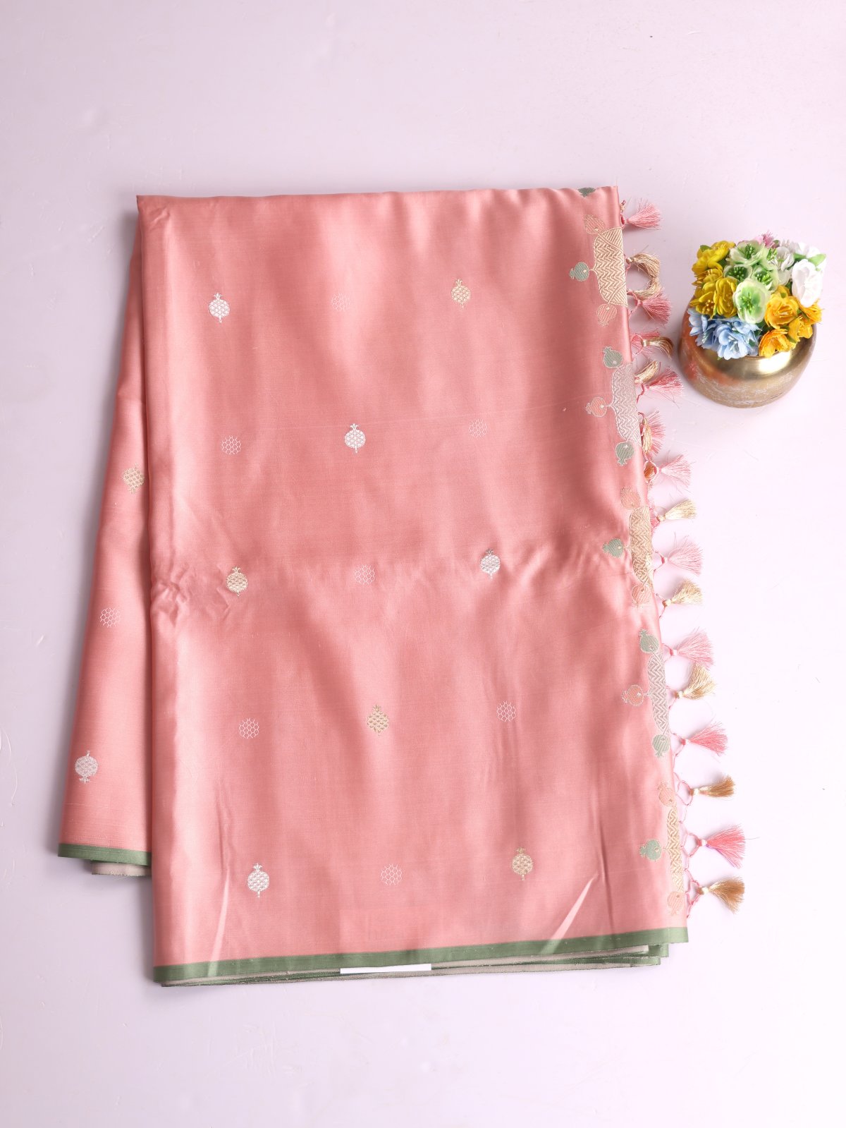 Peach Mashru Silk Saree