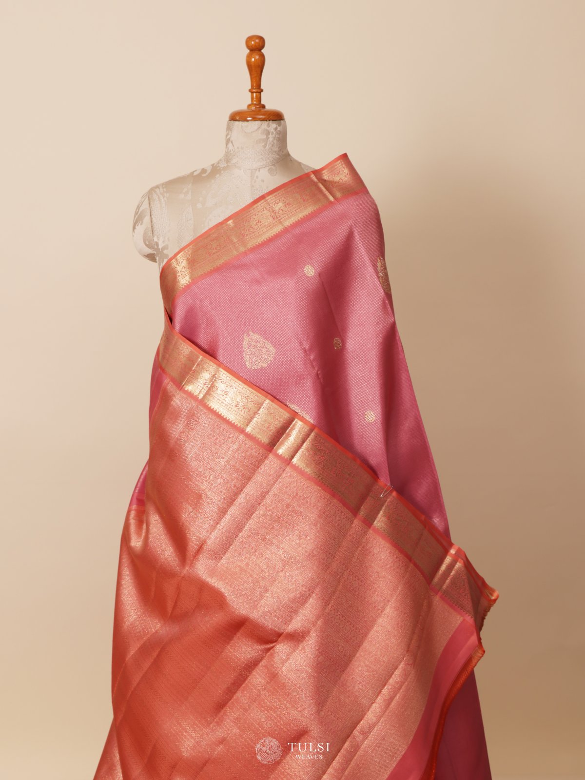 Onion Pink Kanjeevaram Silk Saree