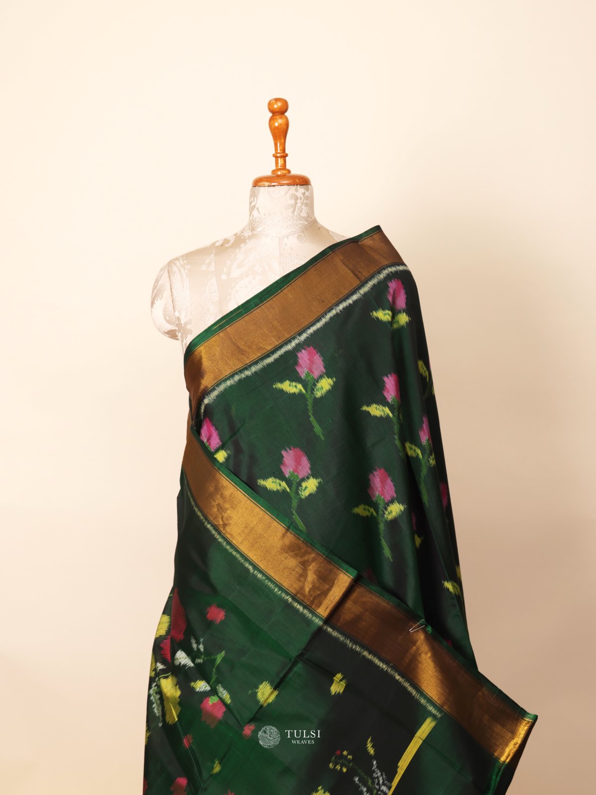 Dark Green Patola Silk Saree