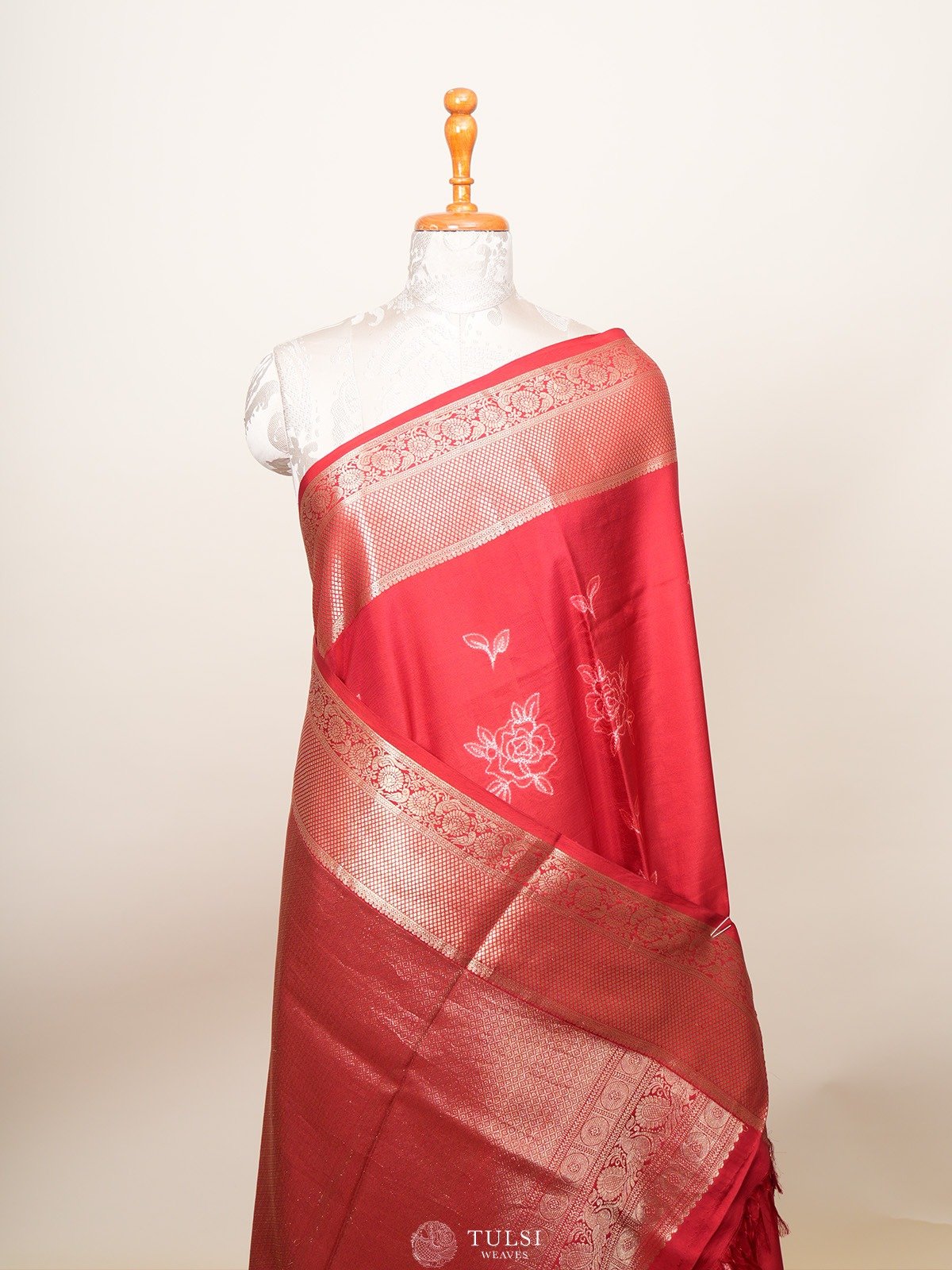 Red Shibori Kanjeevaram Silk Saree