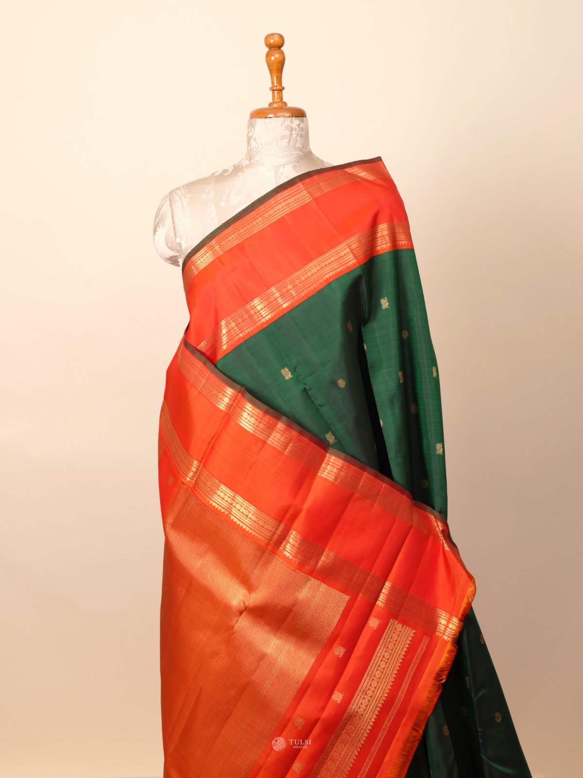 Dark Green Kanjeevaram Silk Saree