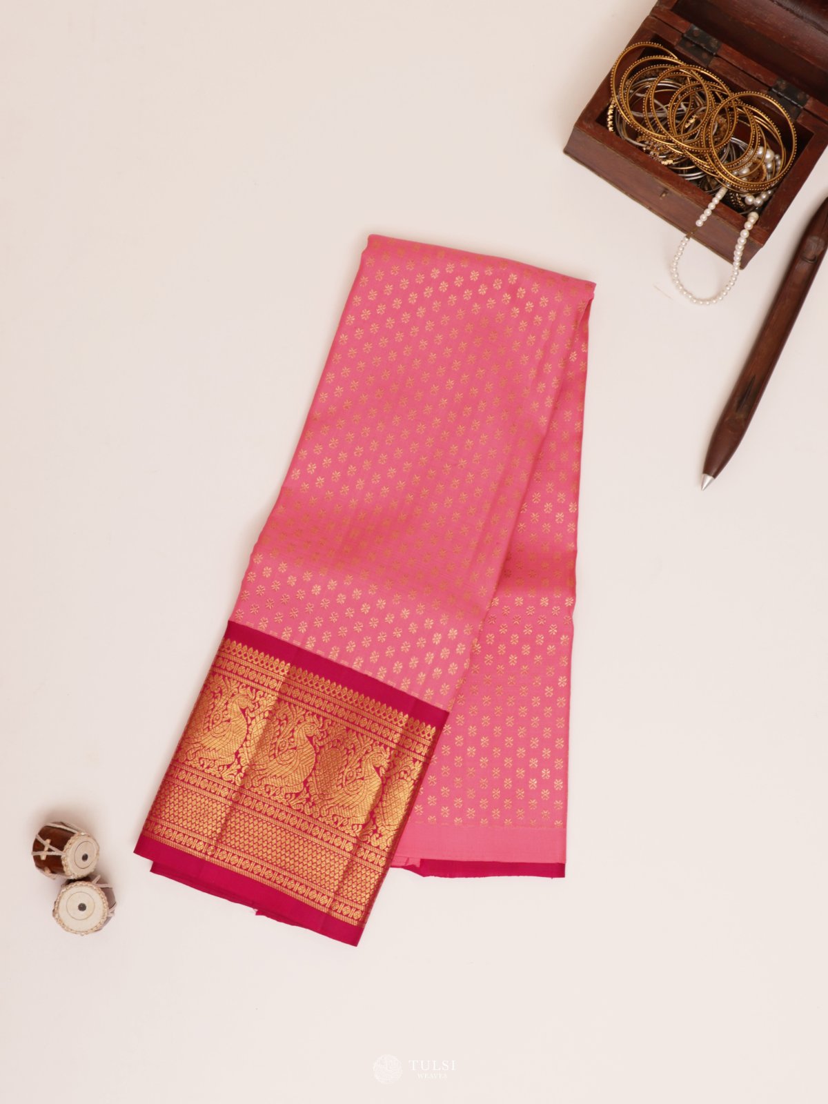Pink Kanjeevaram Silk Pavadai