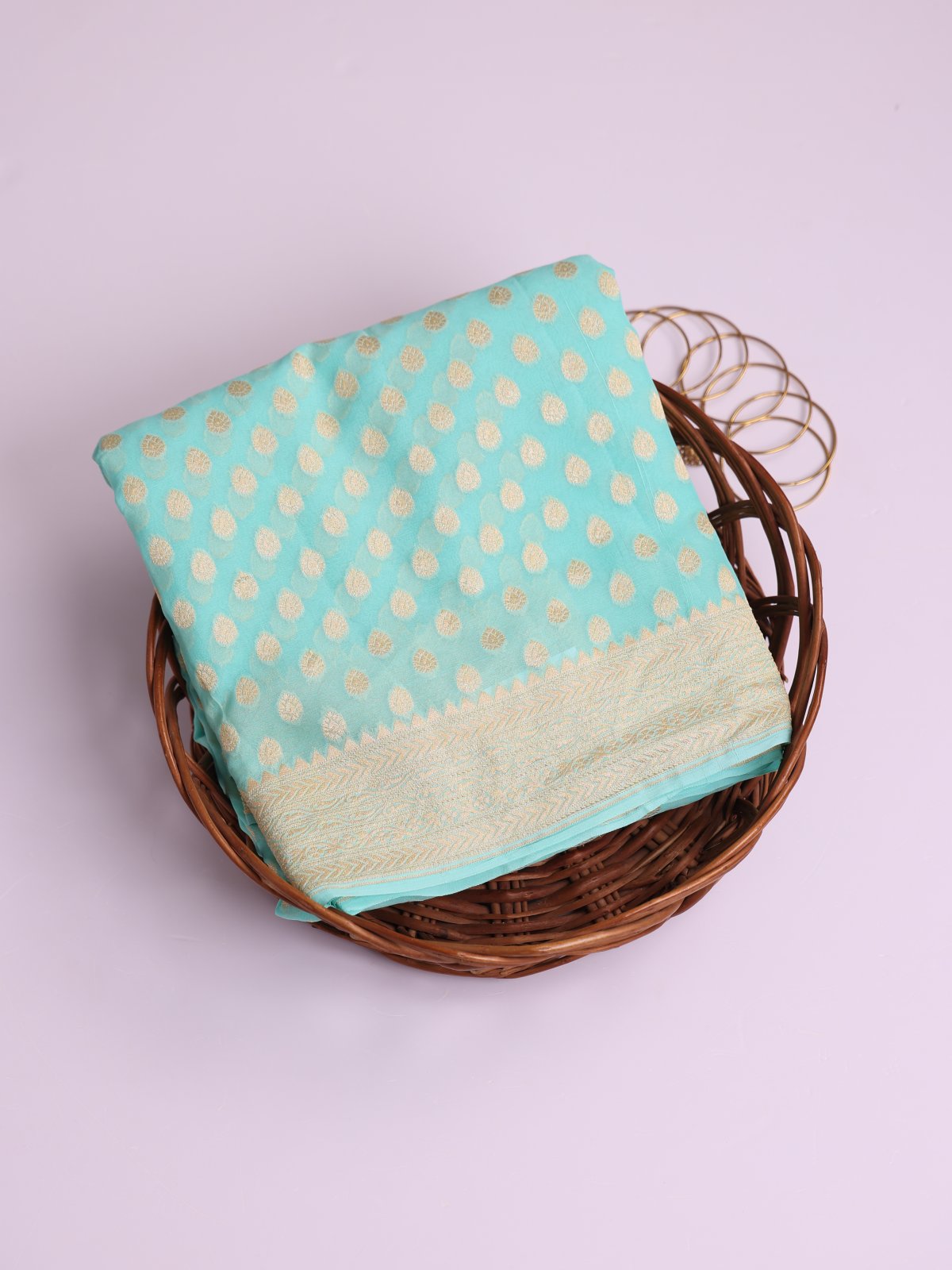 Light Blue Banaras Georgette Silk Saree
