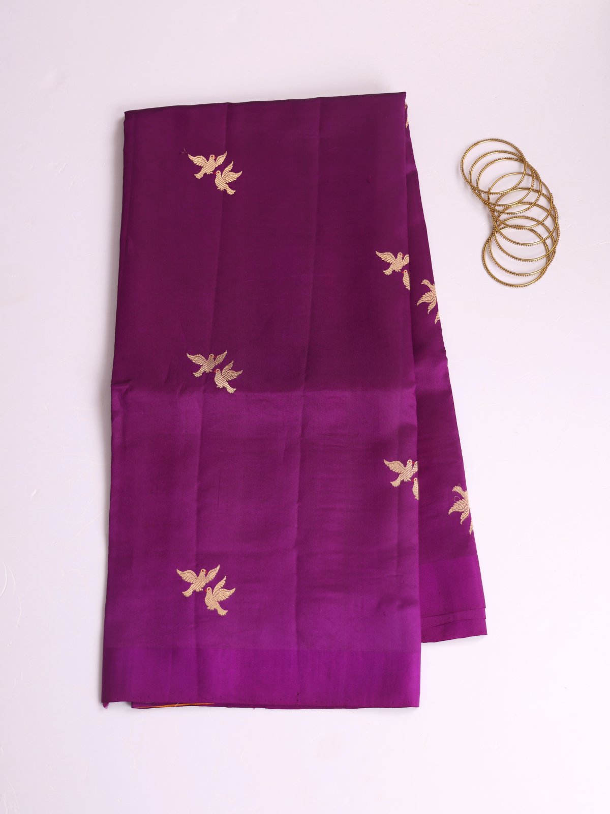 Purple Mashru Silk Saree With Satin Border 