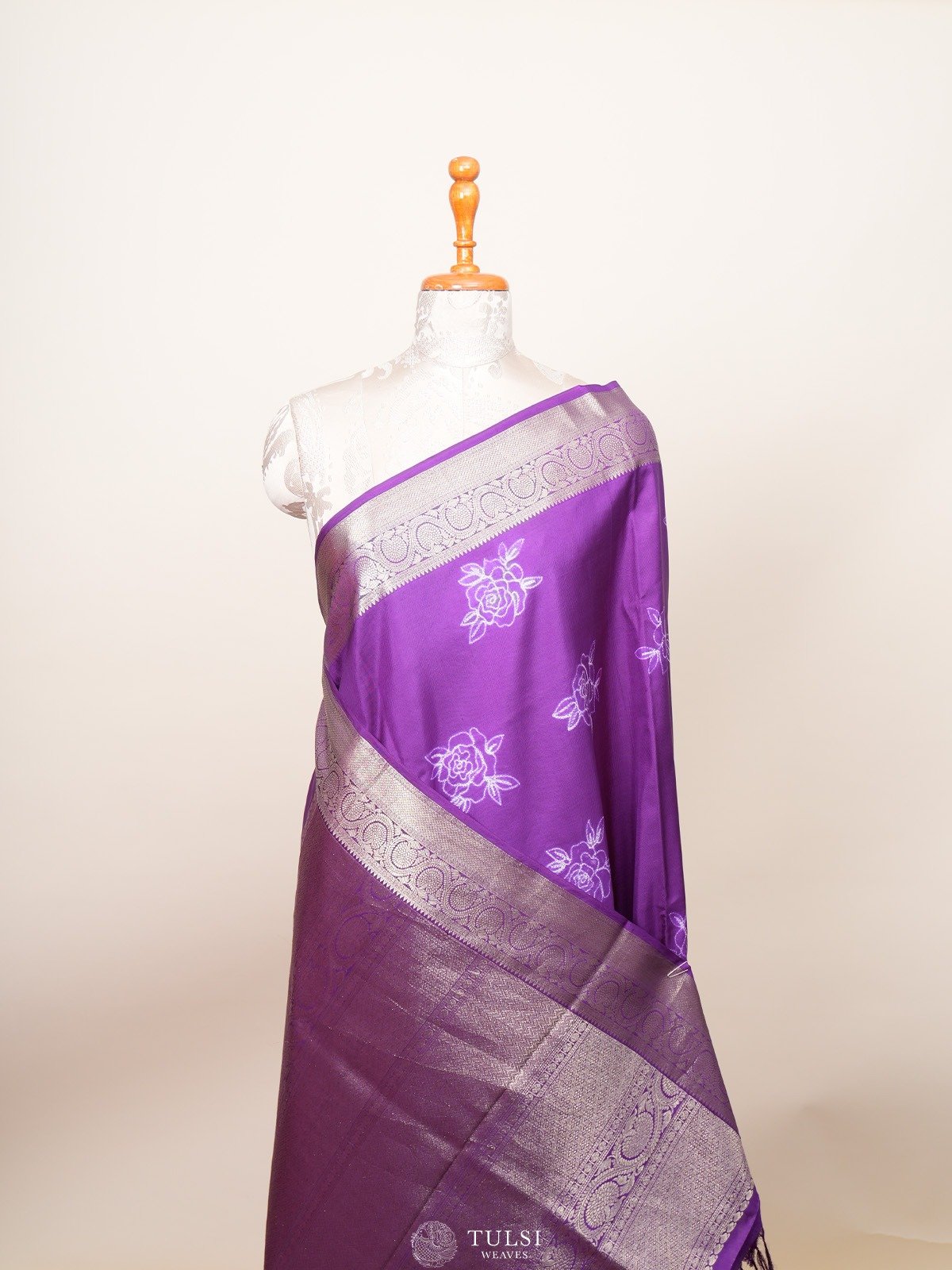 Violet Shibori Kanjeevaram Silk Saree