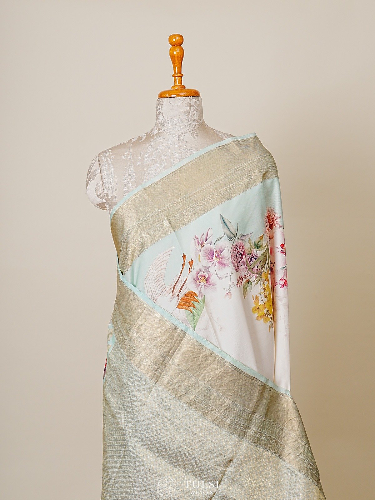 White Kanjeevaram Silk Saree