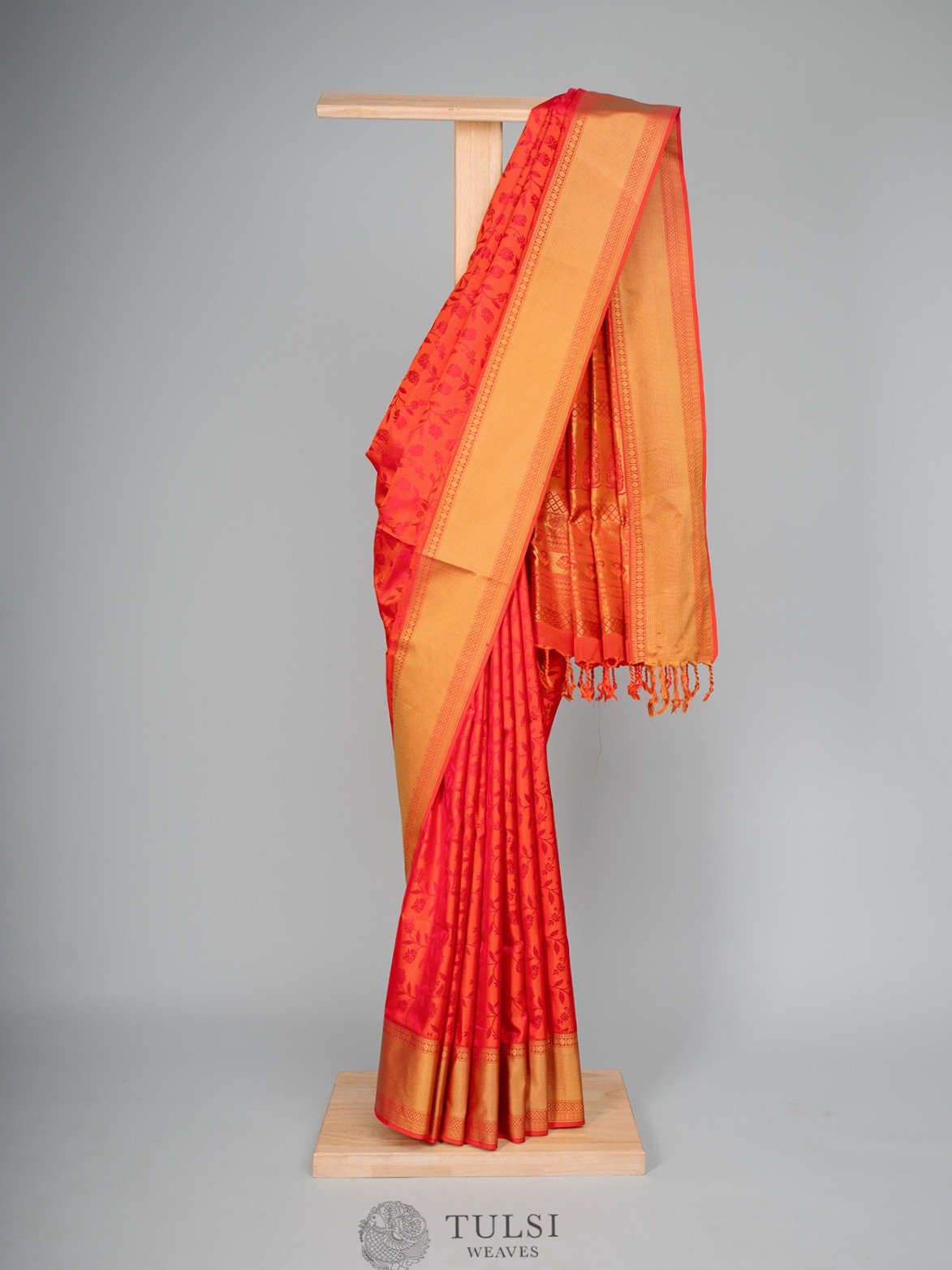 Orange Tanchoi Silk Saree