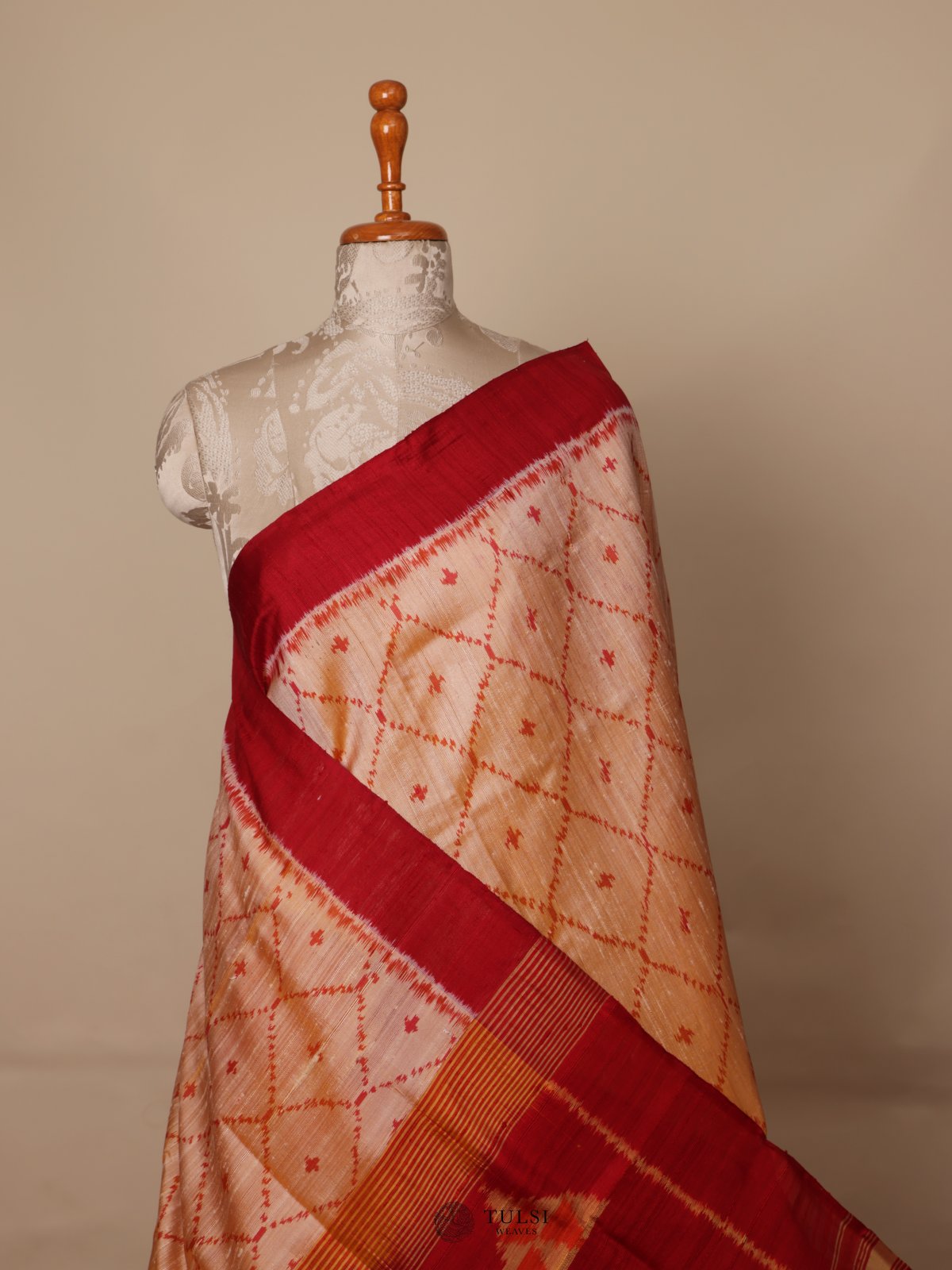 Light Peach Patola Silk Saree