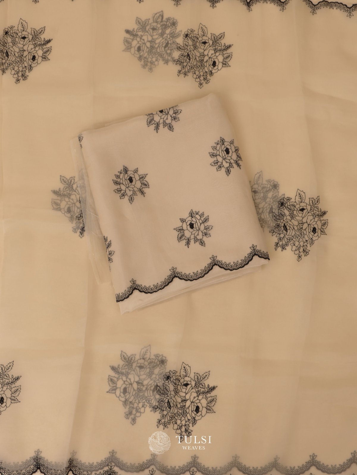 Cream Organza Salwar Material