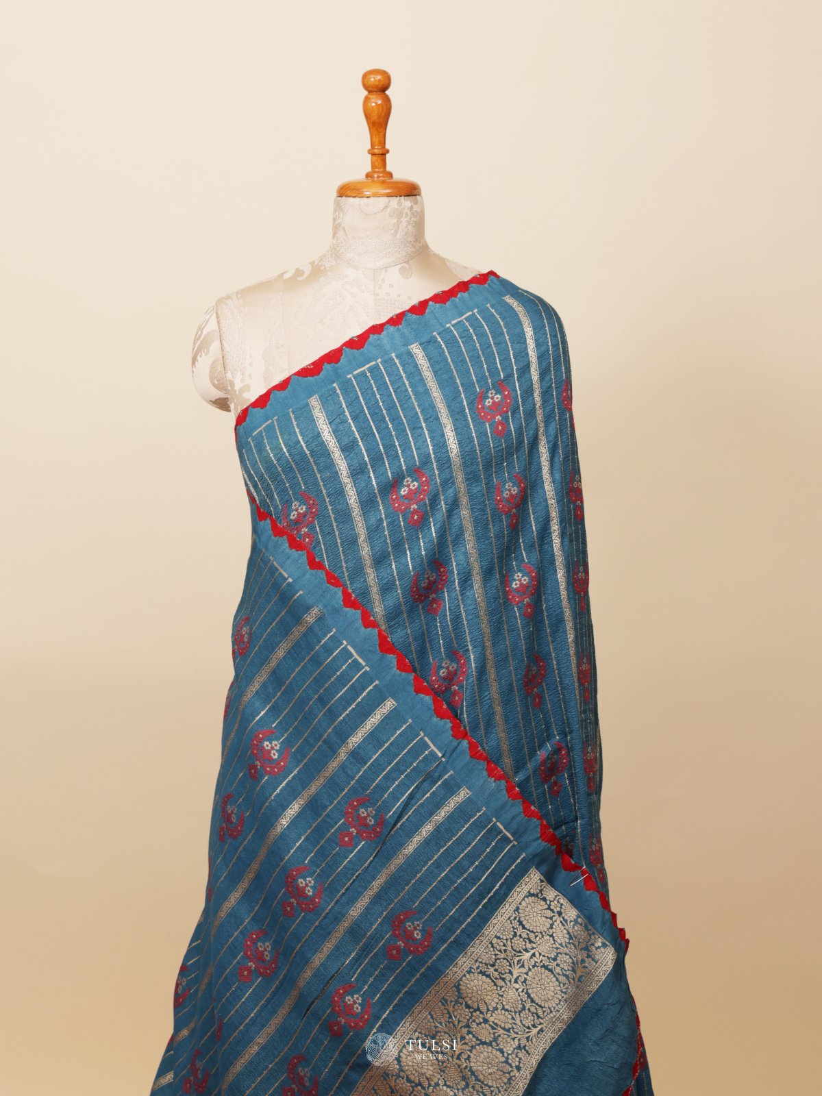 Blue Banaras Tussar Georgette Silk Saree