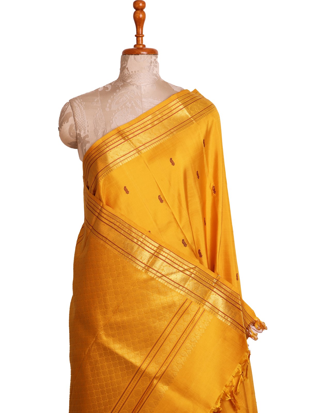 Mustard Yellow Kanjeevaram Silk Saree