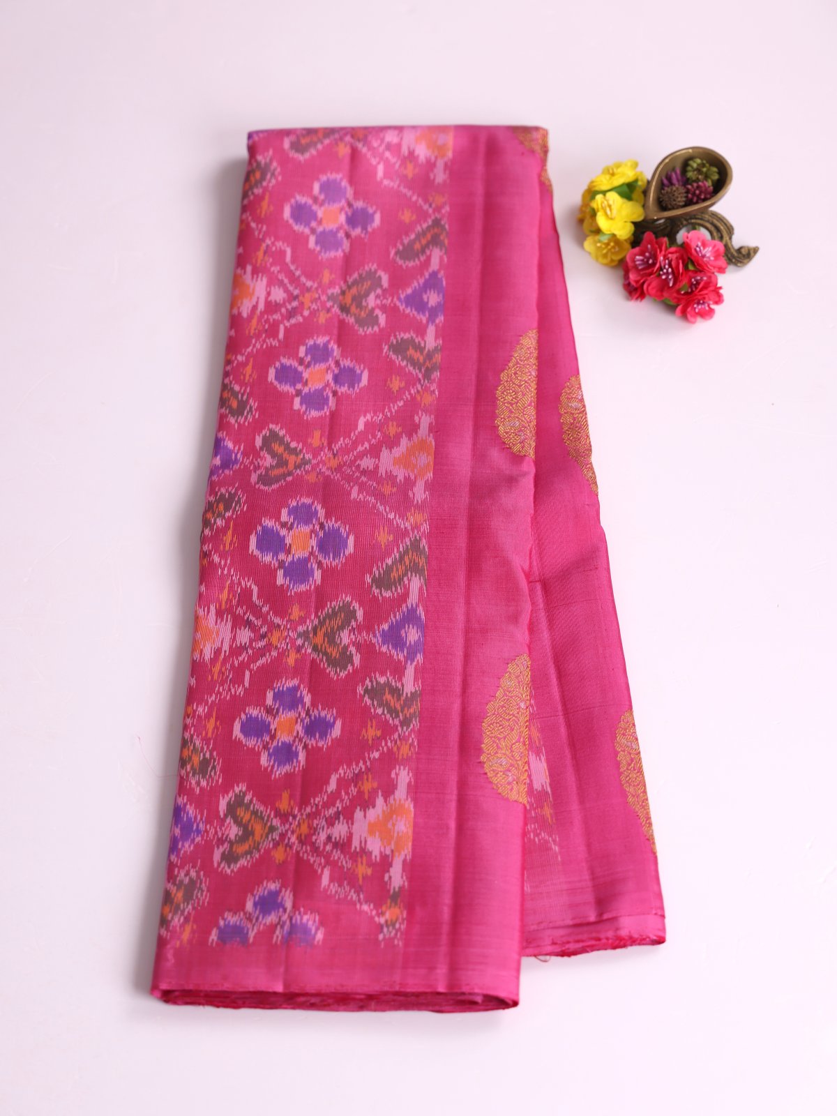 Pink Kanjeevaram Ikat Silk Saree