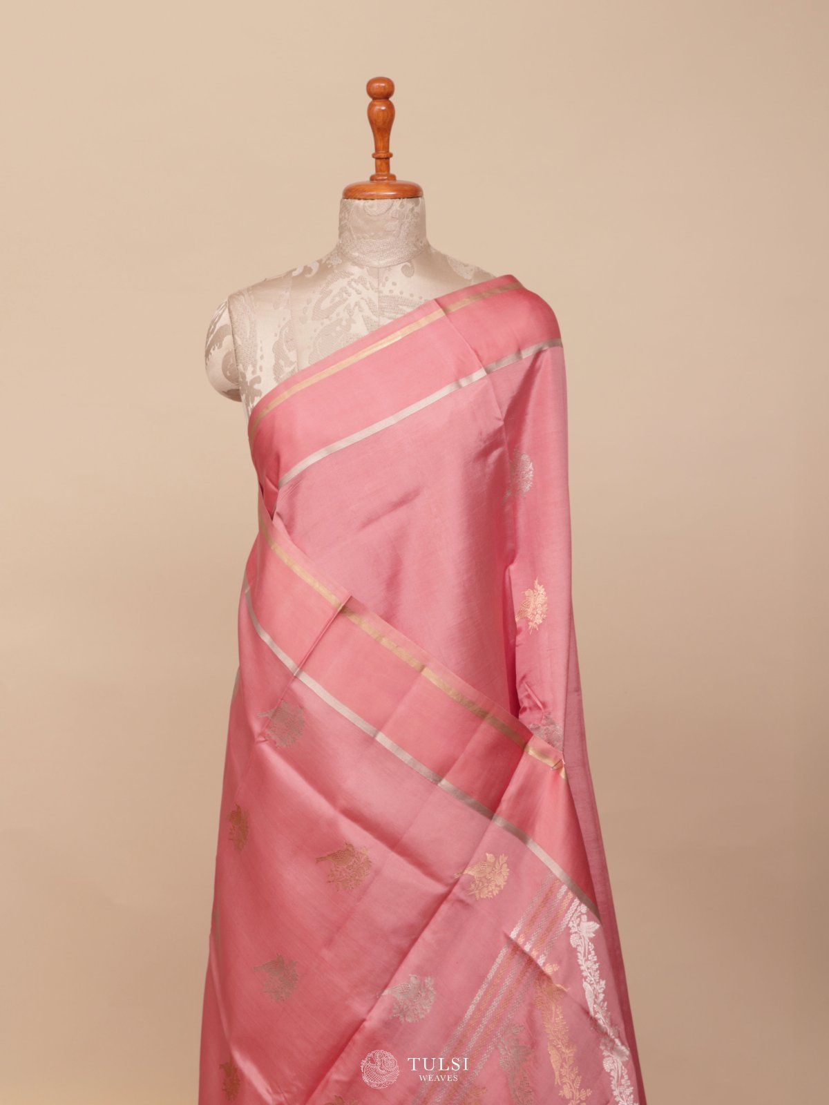 Light Pink Mashru Silk Saree