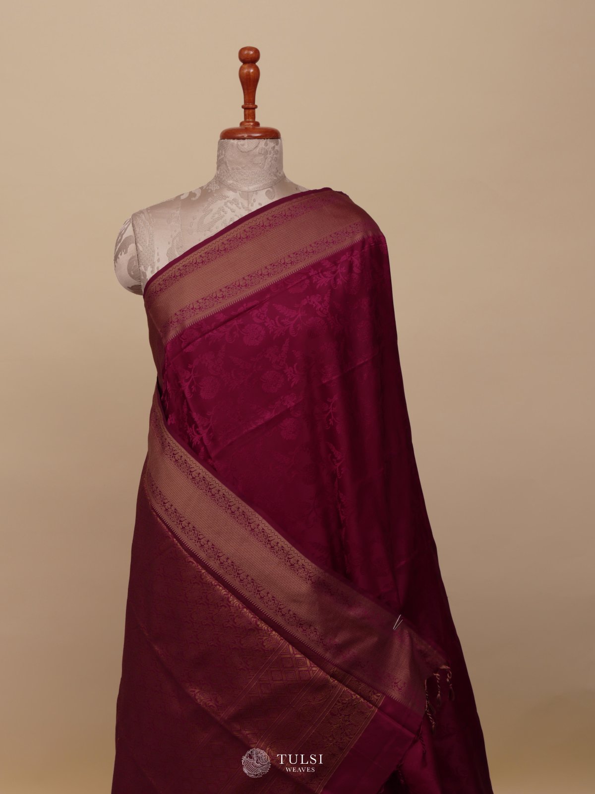 Burgundy Tanchoi Silk Saree