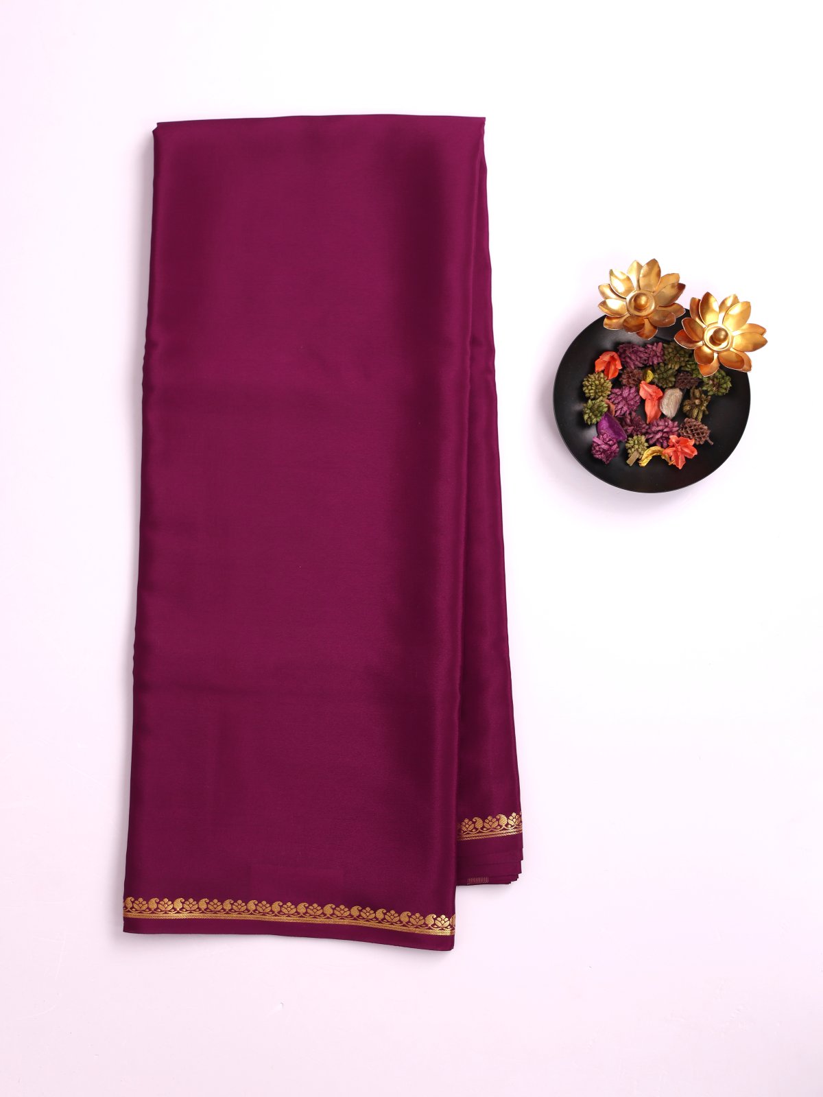Burgundy Mysore Silk Saree