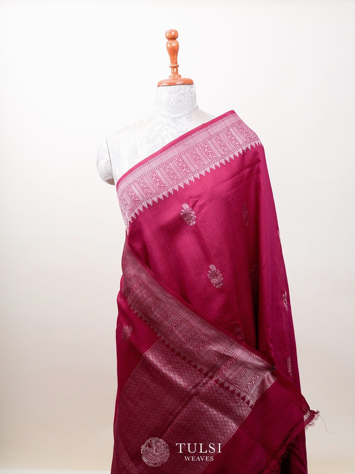 Pink Tussar Banaras Silk Saree