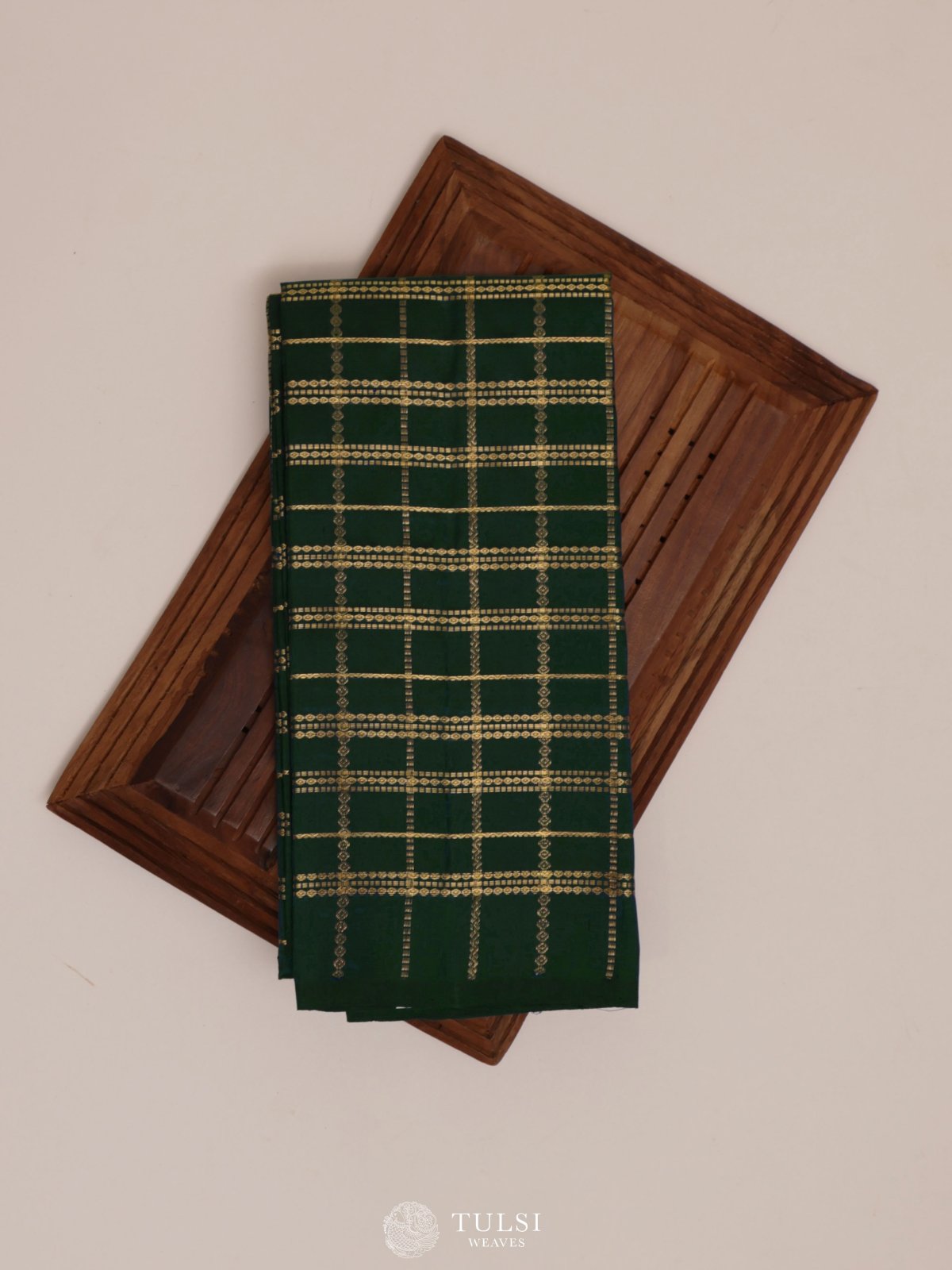 Green Checked Kanjeevaram Silk Blouse