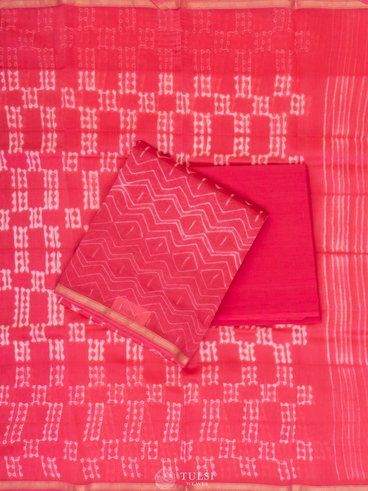 Pink Shibori Salwar Material
