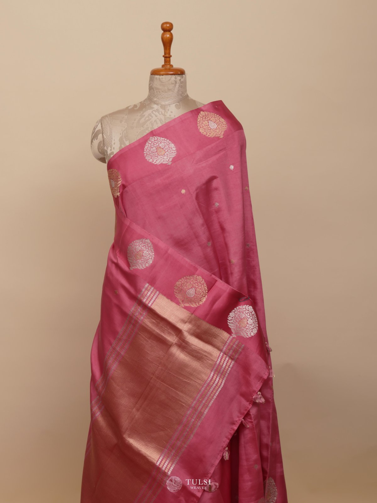 Rose Pink Mashru Silk Saree