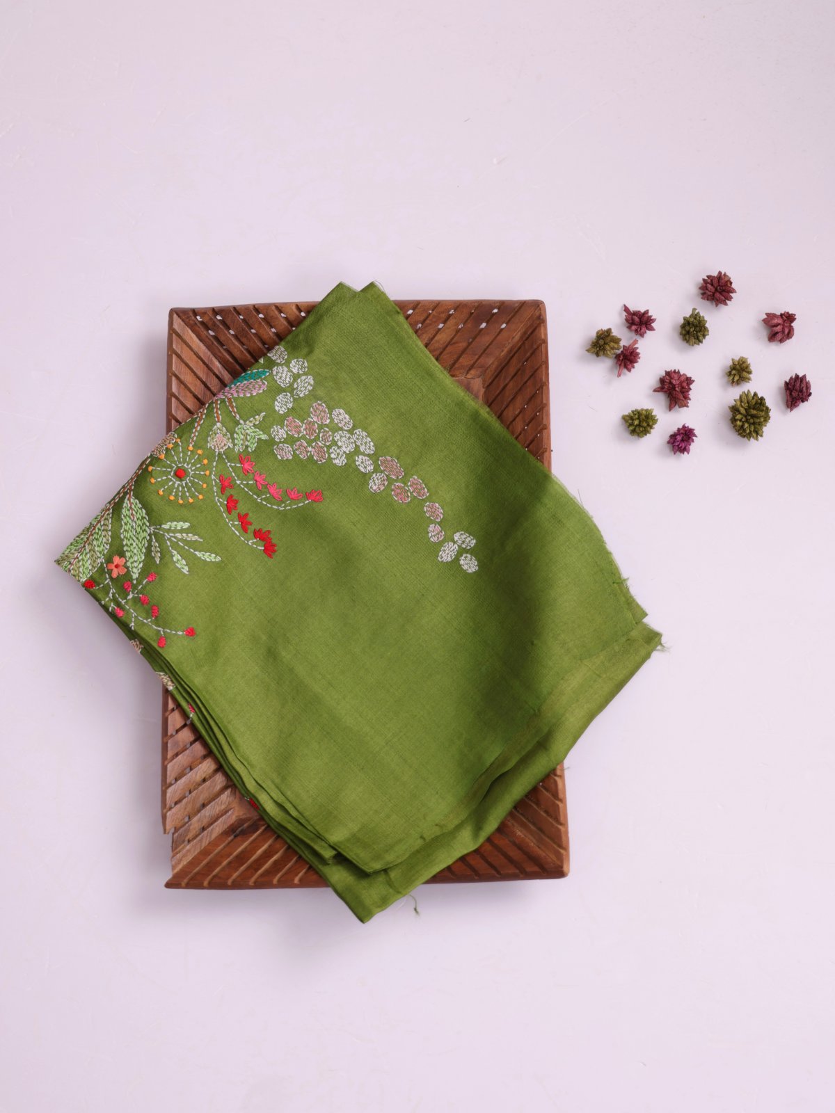 Mehndi Green Embroidered Tussar Silk Blouse