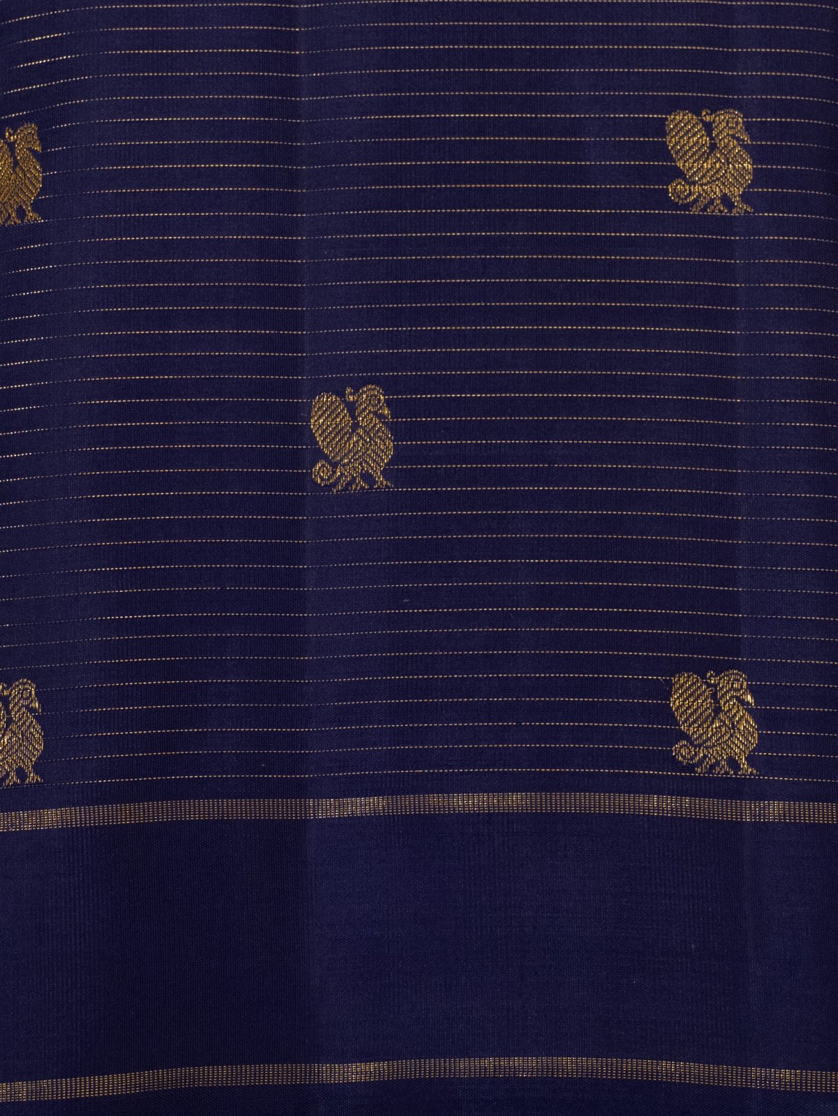 Women Navy Blue Kanjeevaram Silk Digital Print Saree With Unstitched Blouse main image 1