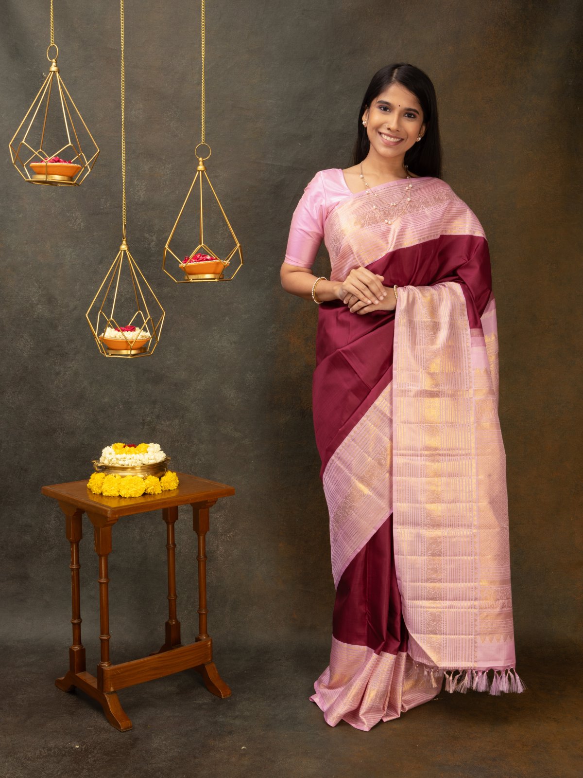 Buy Deep Violet Ahilya Saree Set by Designer Mrunalini Rao Online at  Ogaan.com